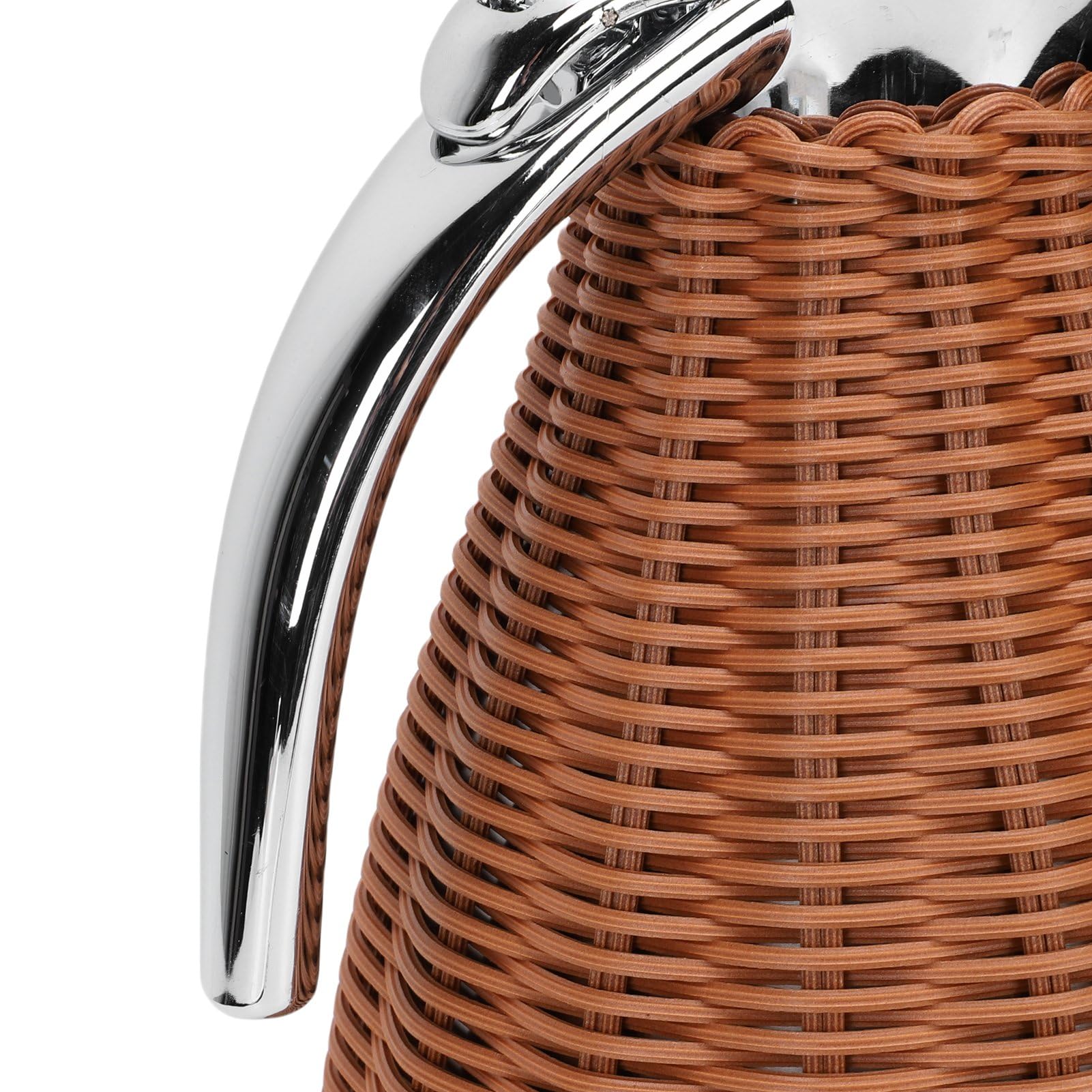 Fockety Jarra térmica de ratán, jarra térmica de acero inoxidable para café de 1,5 l con cuerpo de ratán hecho a mano, jarra aislante de triple pared para líquidos calientes (BROWN)
