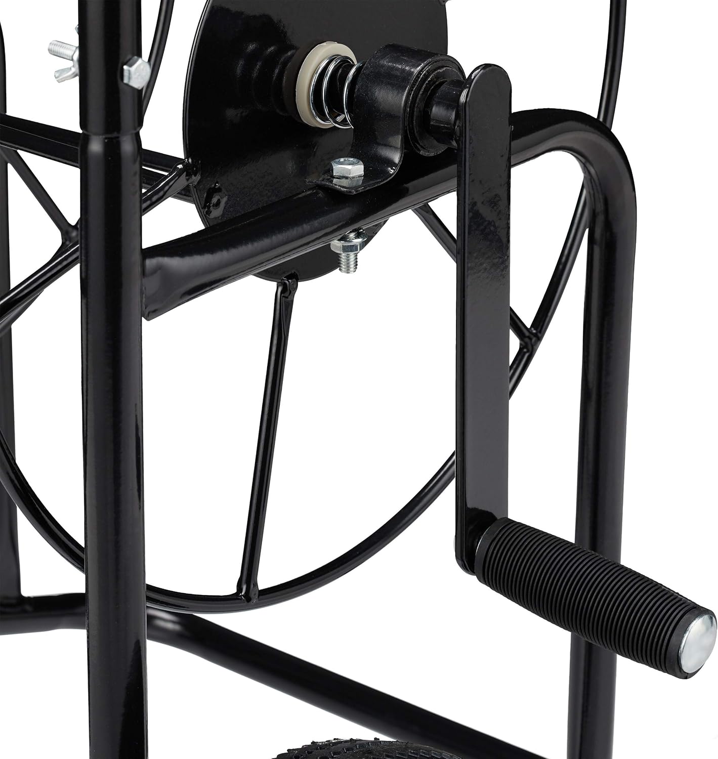 Close-up of the hose cart's hand crank