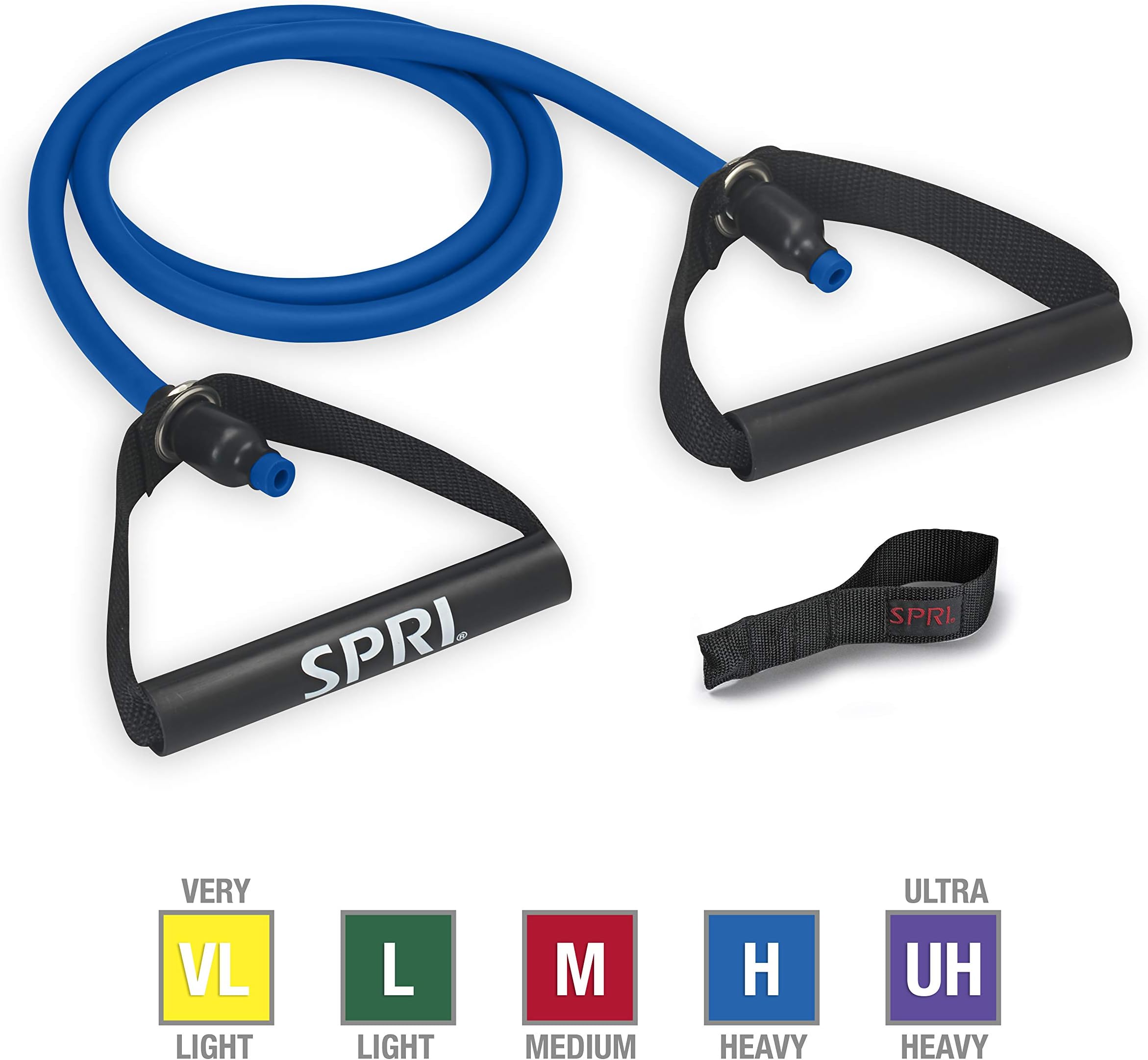 SPRI Xertube Resistance Bands Exercise Cords with Handles Attached (All Exercise Bands Sold Separately) - Door Attachment Anchor Option Available