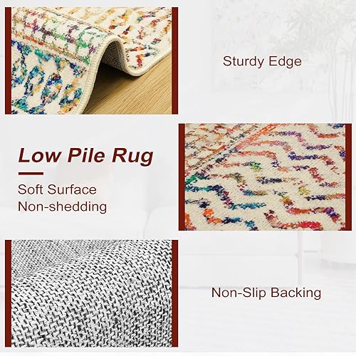 Miniatura 10 de Nailttos Alfombra marroquí de 4 x 6 pies para sala de estar, ultra suave, antideslizante, retro, alfombra de área grande, lavable a máquina,