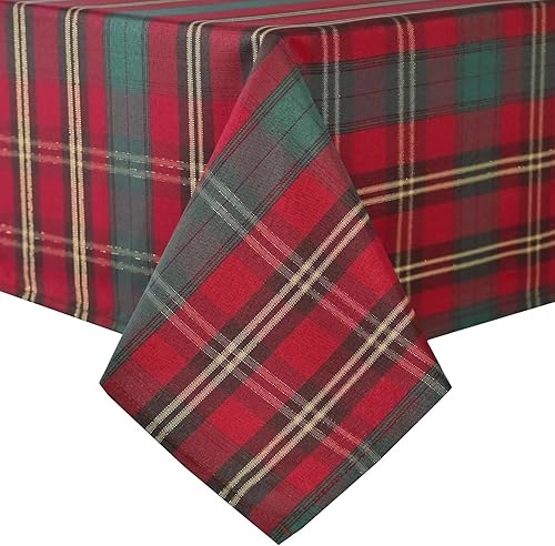 Miniatura 8 de LOSIVISHE Mantel rectangular de Navidad de 60 x 84 pulgadas, mantel impermeable para decoración navideña, mantel de tela lavable reutilizable para