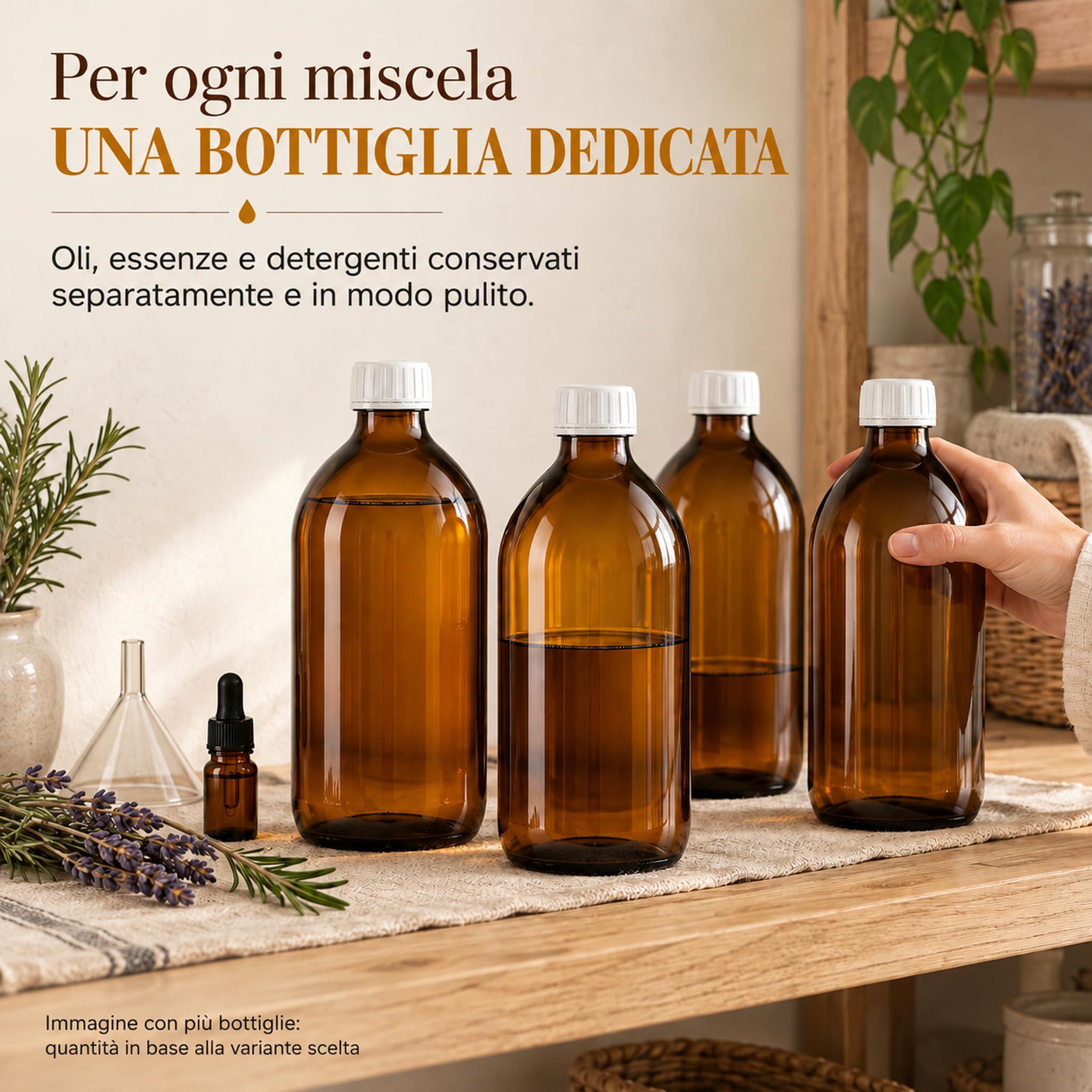 GiDeli Bottiglie Vetro Ambrato 500 ml con Tappo a Vite - Set da 20