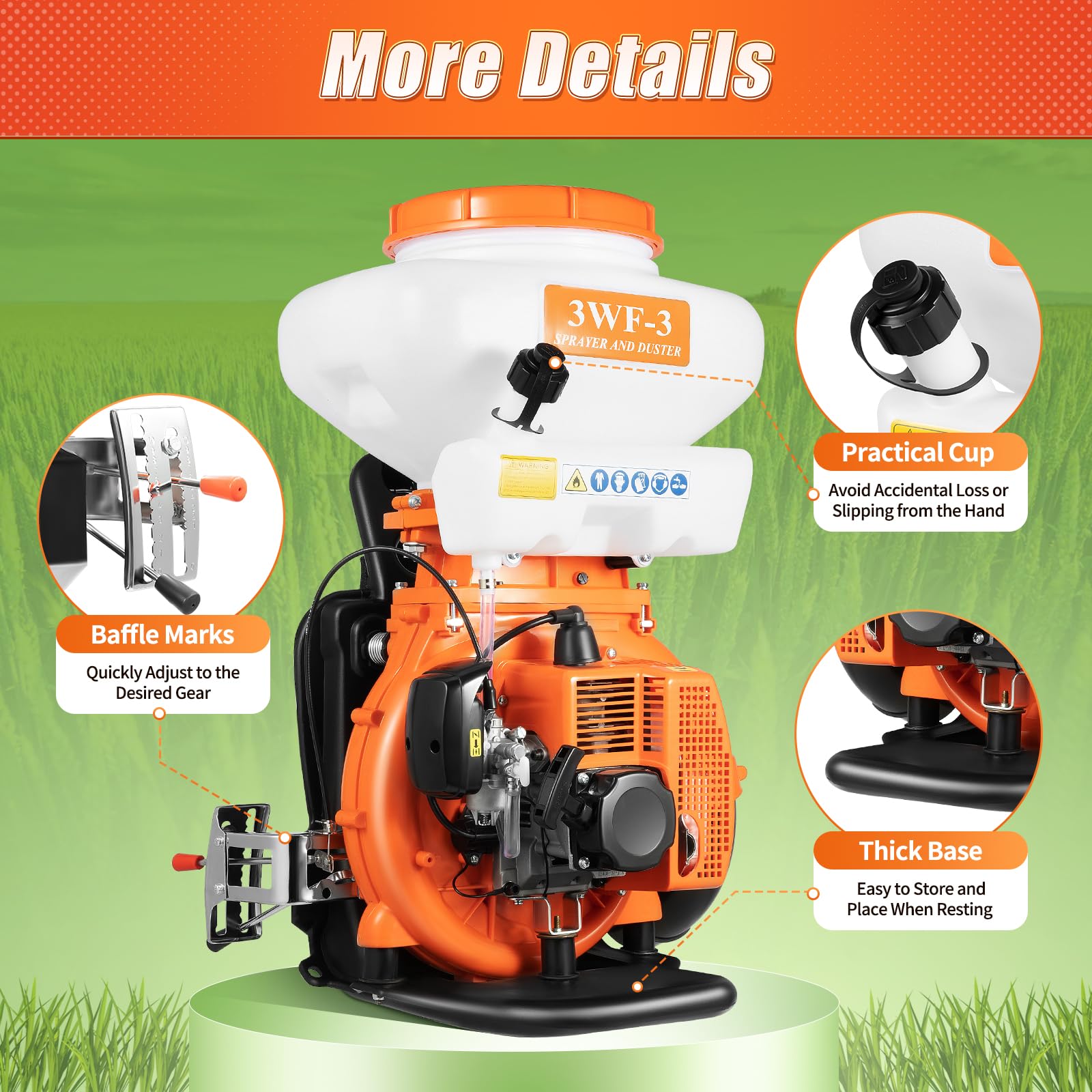 Pulverizador de mochila de 14 l, 2,13 kW, motor de gasolina de 2 tiempos, alcance de 12 m, para agricultura, bienestar animal