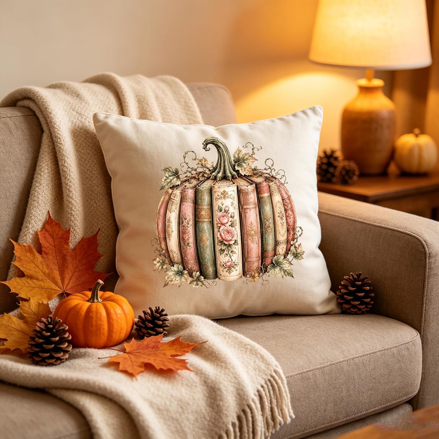 6 Sheets Fall Thanksgiving Iron on Transfers,Retro Pumpkin Book Iron on Patches Maple Leaf Heat Transfers Bow Flower DTF Ready to Press for T Shirts Clothes Bag Pillow DIY Sticker