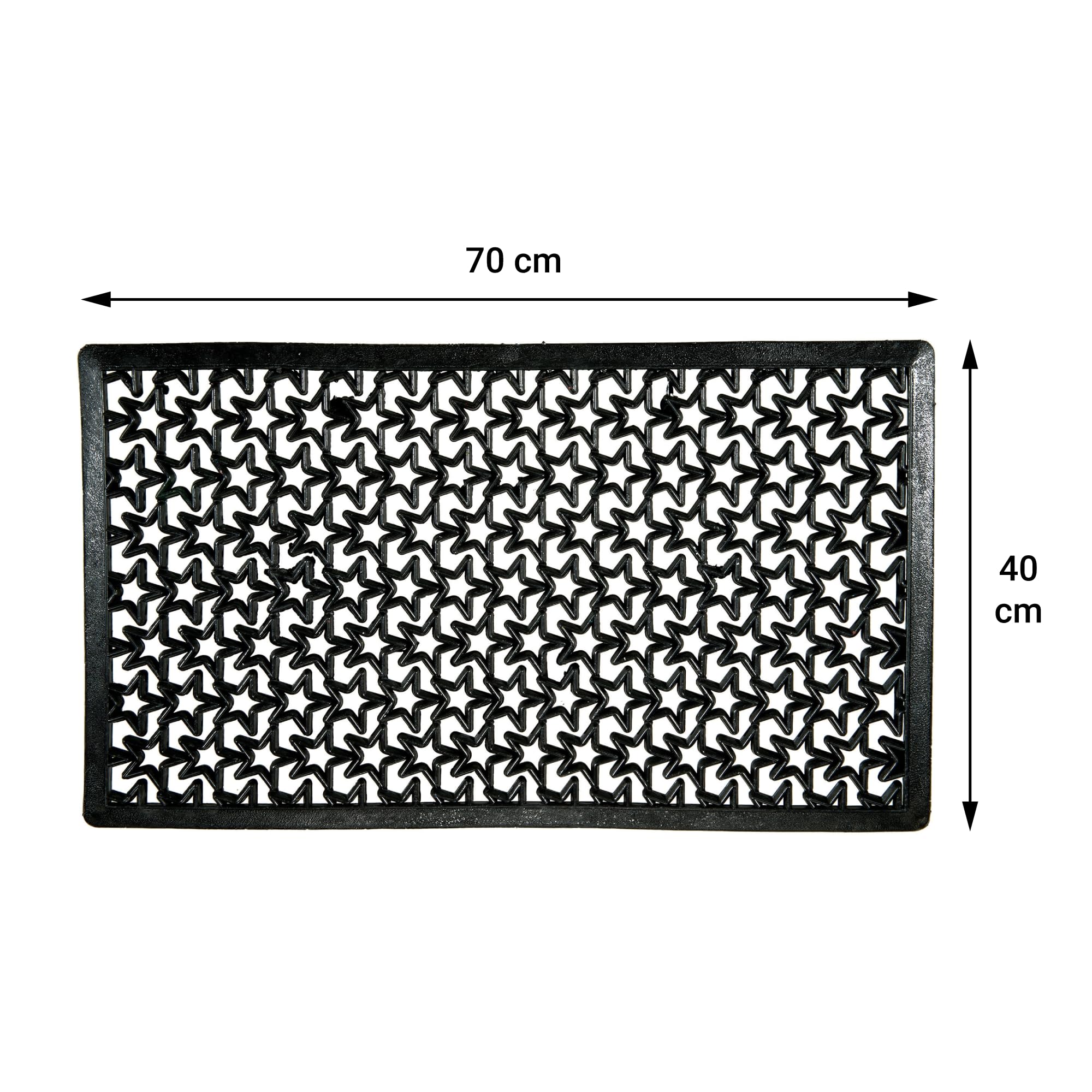 Comart - Zerbino Stellato - Tappeto per Ingresso Esterno - 40x70 cm - Drenante - Impermeabile - Antiscivolo - Autobloccante - PVC Traforato - Resistente - per Giardini e Ingressi Condominiali - Nero