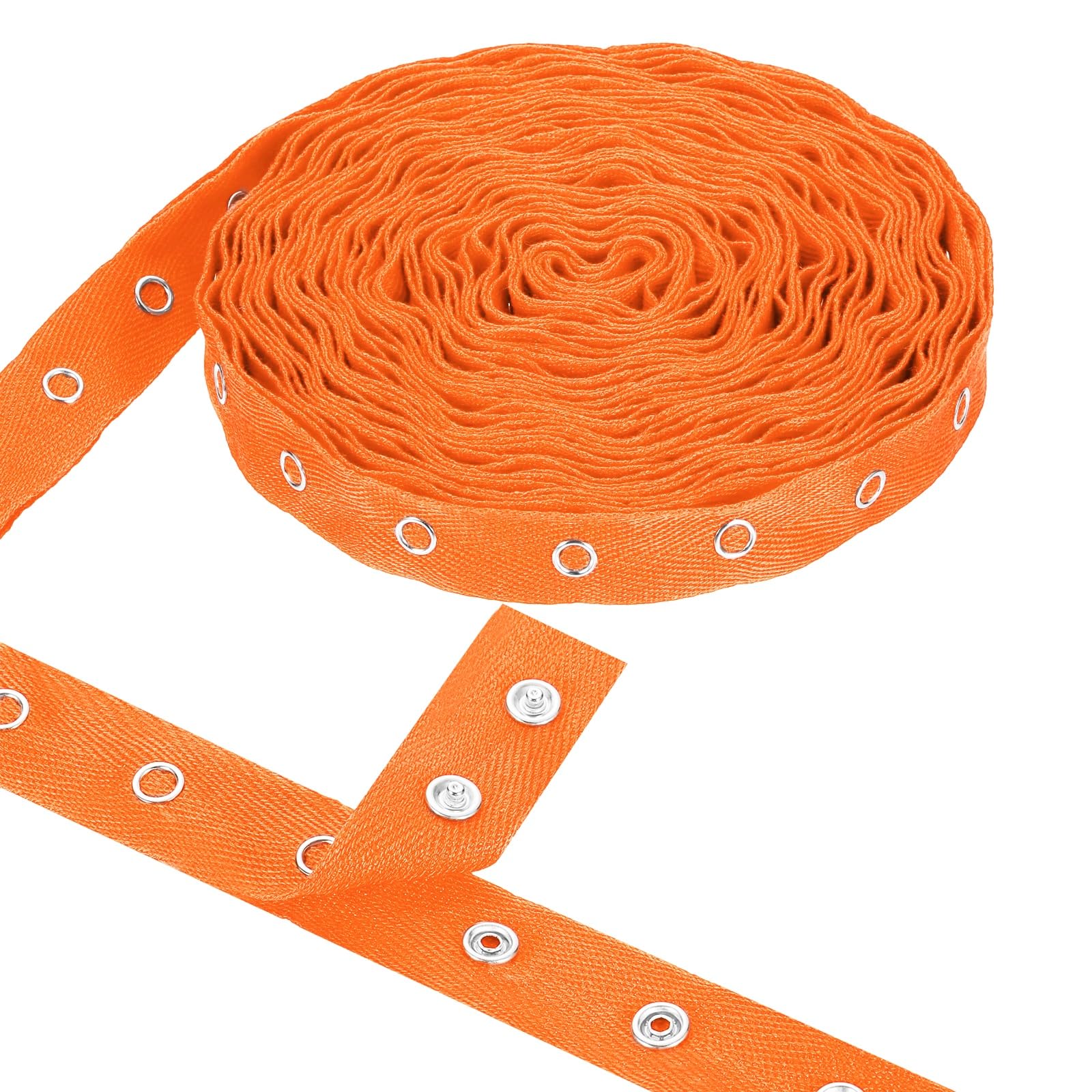 sourcing map 6 Yards Metal Snap Tape for Sewing Snap Buttons for Clothes, Metal Button Tape Ribbon for Clothes, Cotton Snap Trim Fastener for DIY Crafts, 0.78" Width,Orange
