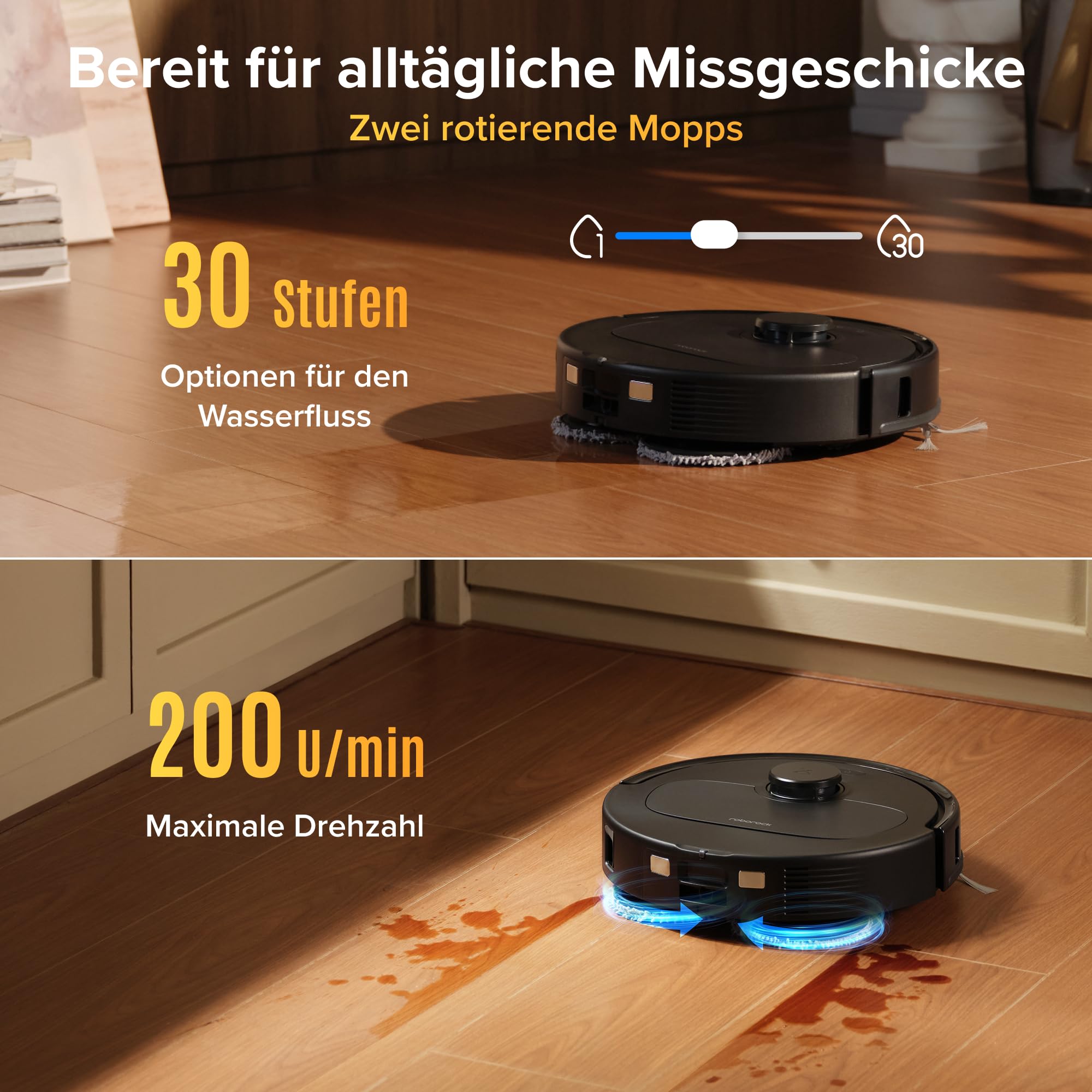 Roborock Qrevo S Pro Saugroboter mit Wischfunktion, 18.500 Pa, 75 °C Heißwasser-Moppreinigung, Anti-Tangle System, Reactive Tech Hindernisvermeidung, All-in-One Dock (Schwarz)