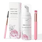 BREYLEE Eyelash Cleanser, Shampoo Foam & Brushes Eyelid Cleanser for Makeup Remover Paraben & Sulfate Free for Salon and Home Use(60ml, 2 fl oz)