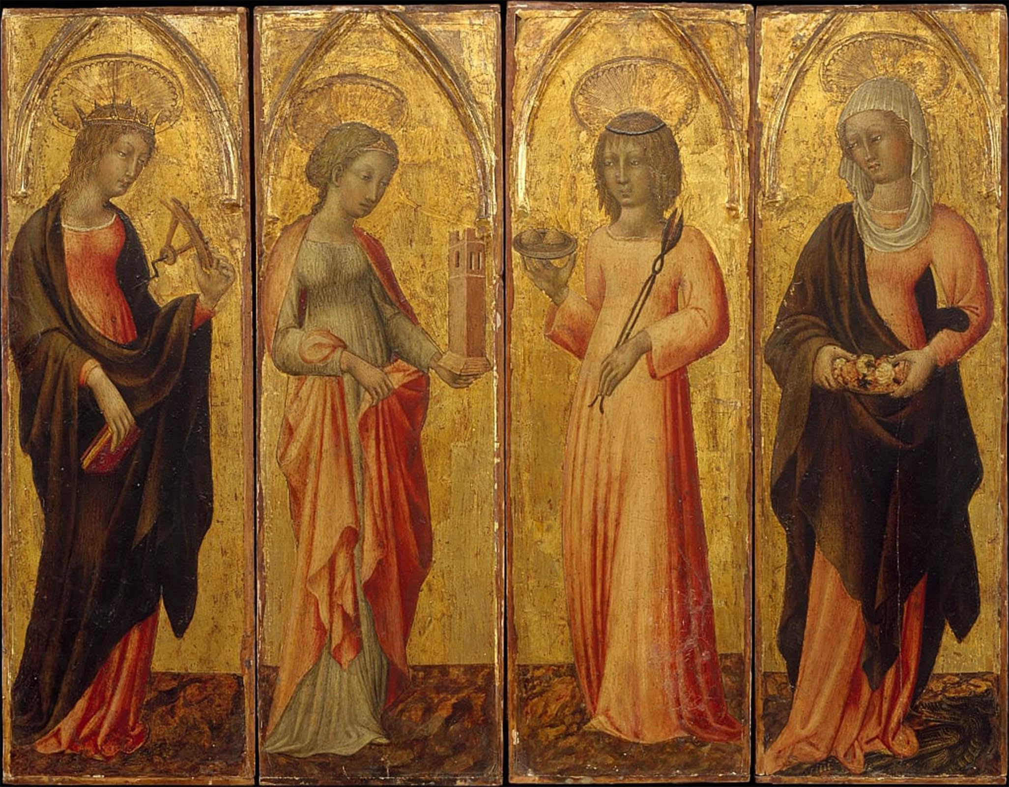 ARTXLXXBN Famous Painting Art Wall Decor Abstract Art Picture Saints Catherine of Alexandria Barbara and Margaret by Di Paolo Animal Pictures for Home Decor 60x90cm
