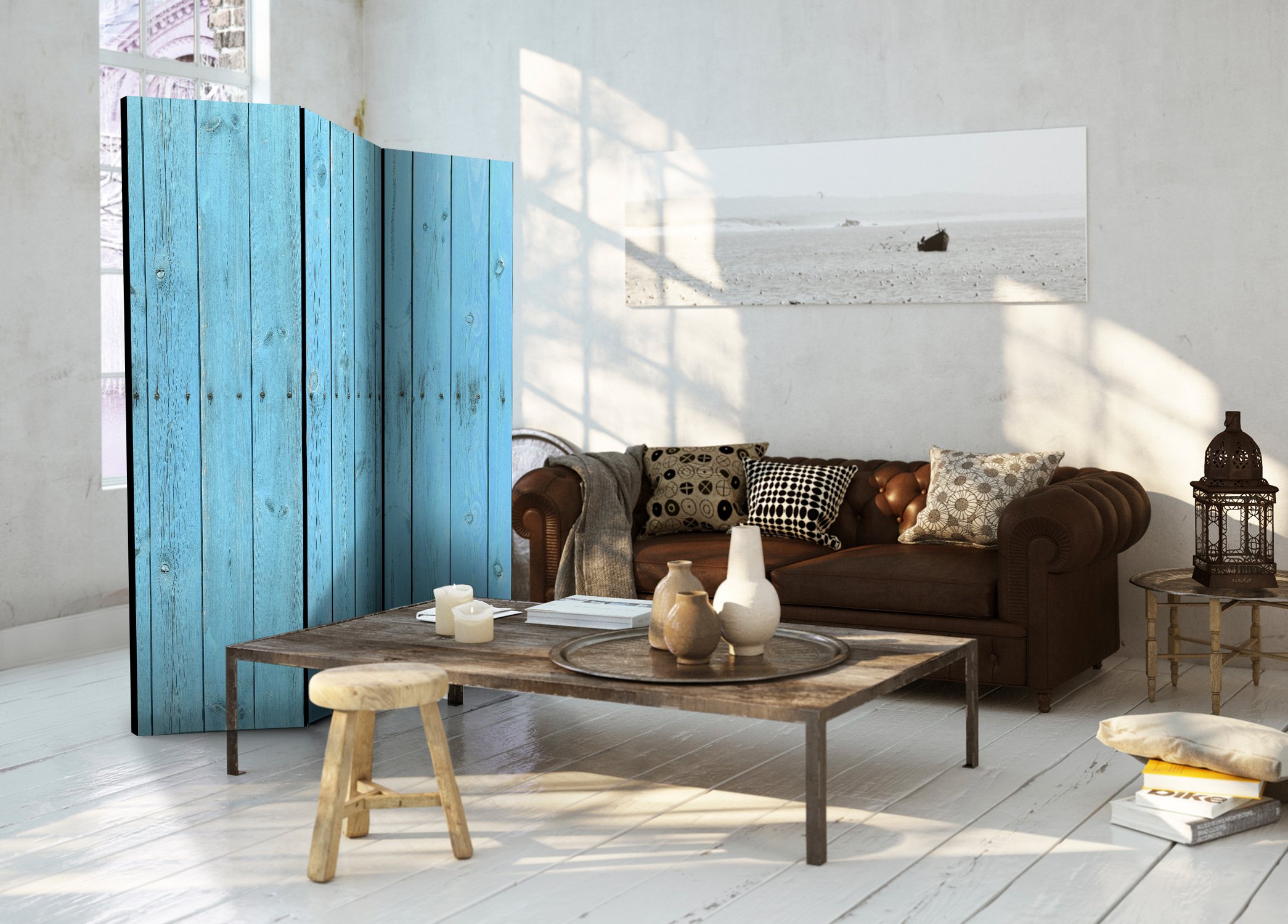 Paravent Décoratif Intérieur Unilatéral, Bois, 135x172 cm
