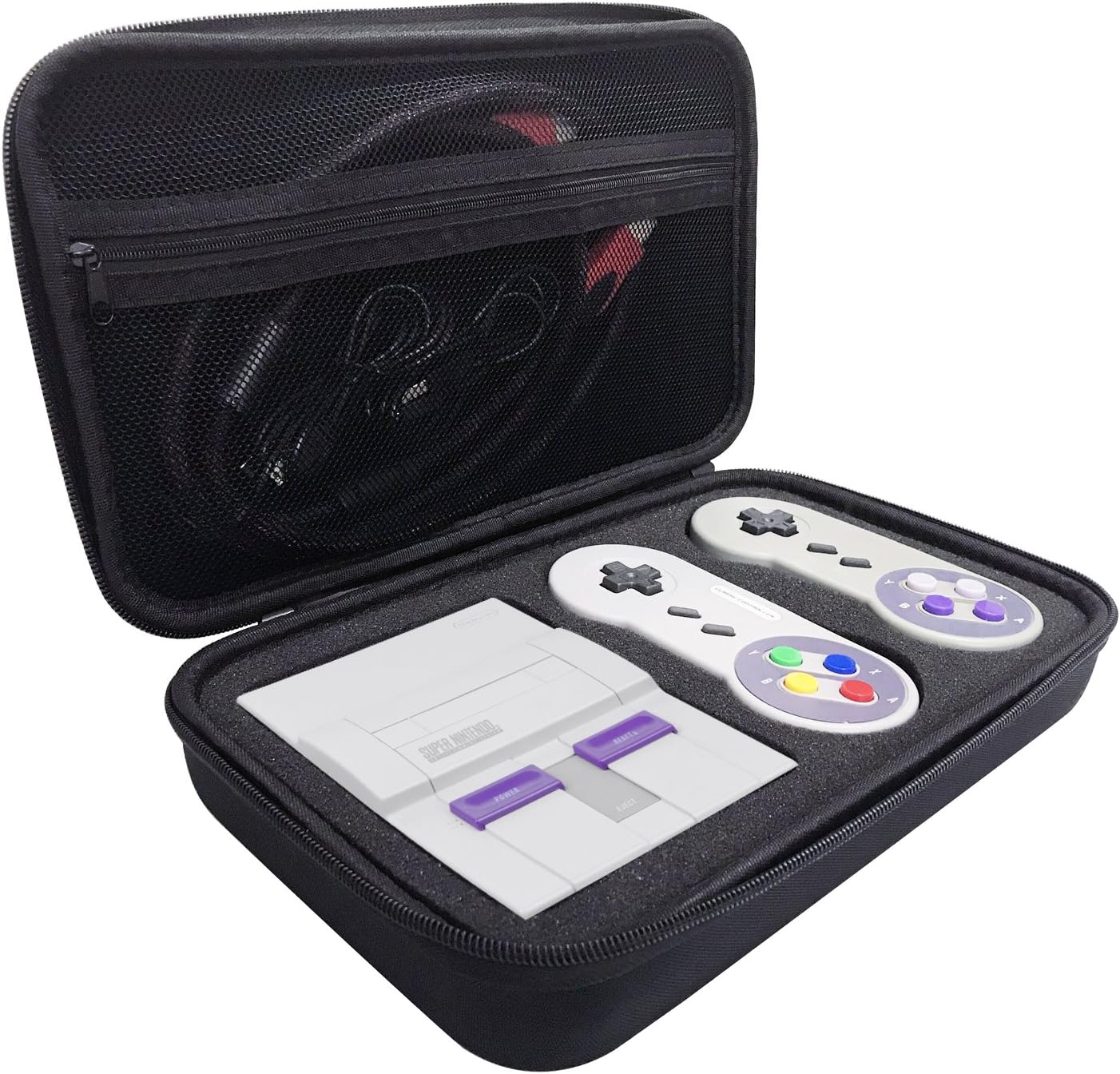 Carrying Case for Nintendo SNES Classic Mini Edition, Hard Travel Case for Super NES Classic Mini Console, 2 Controllers, HDMI Cable and other Accessories Storage Bag