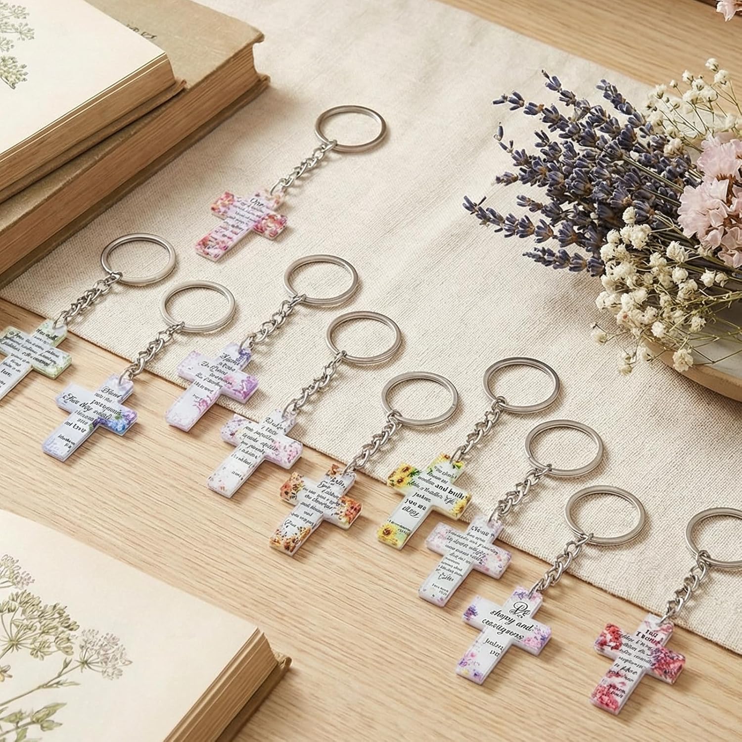 50 Pcs Christian Keychains for Women, Butterfly Keychain Cross Keychain for Women, Jesus Mini Bible Verse Keychain - Image 4