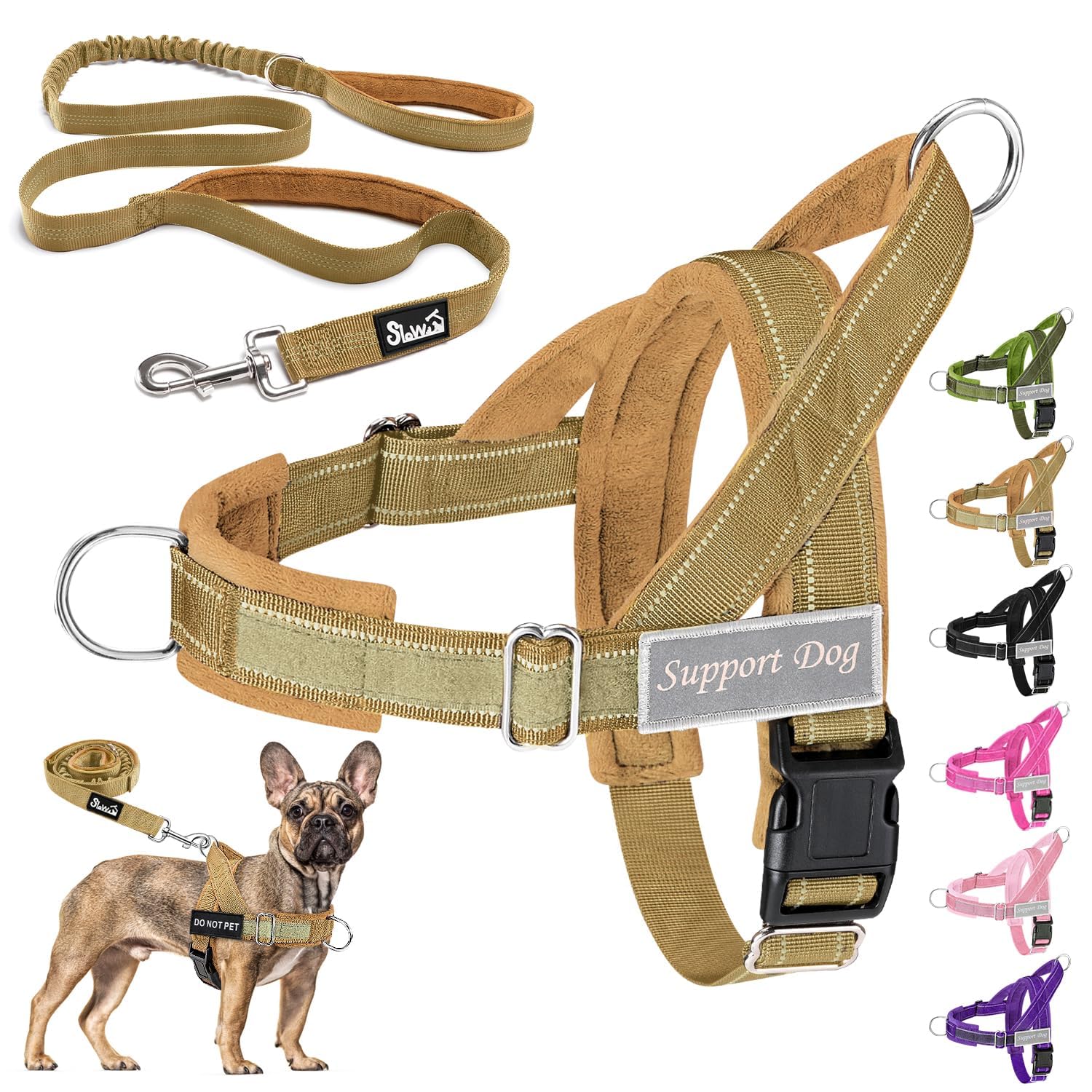 Eyein No Pull Harness for Dogs - Heavy Duty Soft Padded Pet Vest and Lead Set for Medium Large Dog, Adjustable Reflective Anti-pull with Front Clip for Walking Training (Yellow,L) — image 1
