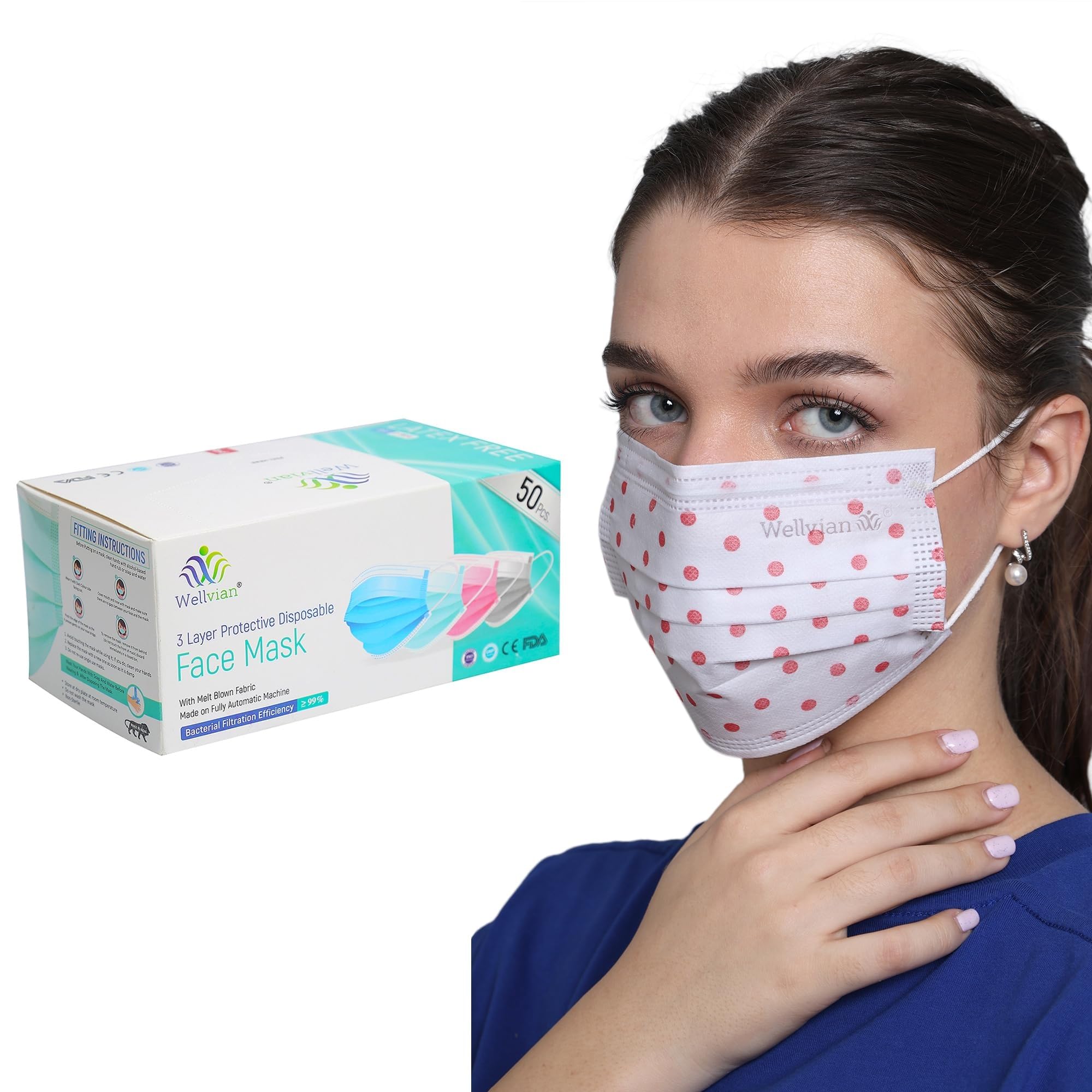 Wellvian Adlut Mask Disposable Face Mask Meltblown Mask Surgical Face Mask With Nose Pin & Latex Free Ear Loops Bfe ≥ 99% Colour : Polka Dot Red Pack Of 200 Pieces (B0CNKNYPV6) Amazon Price History, Amazon Price Tracker