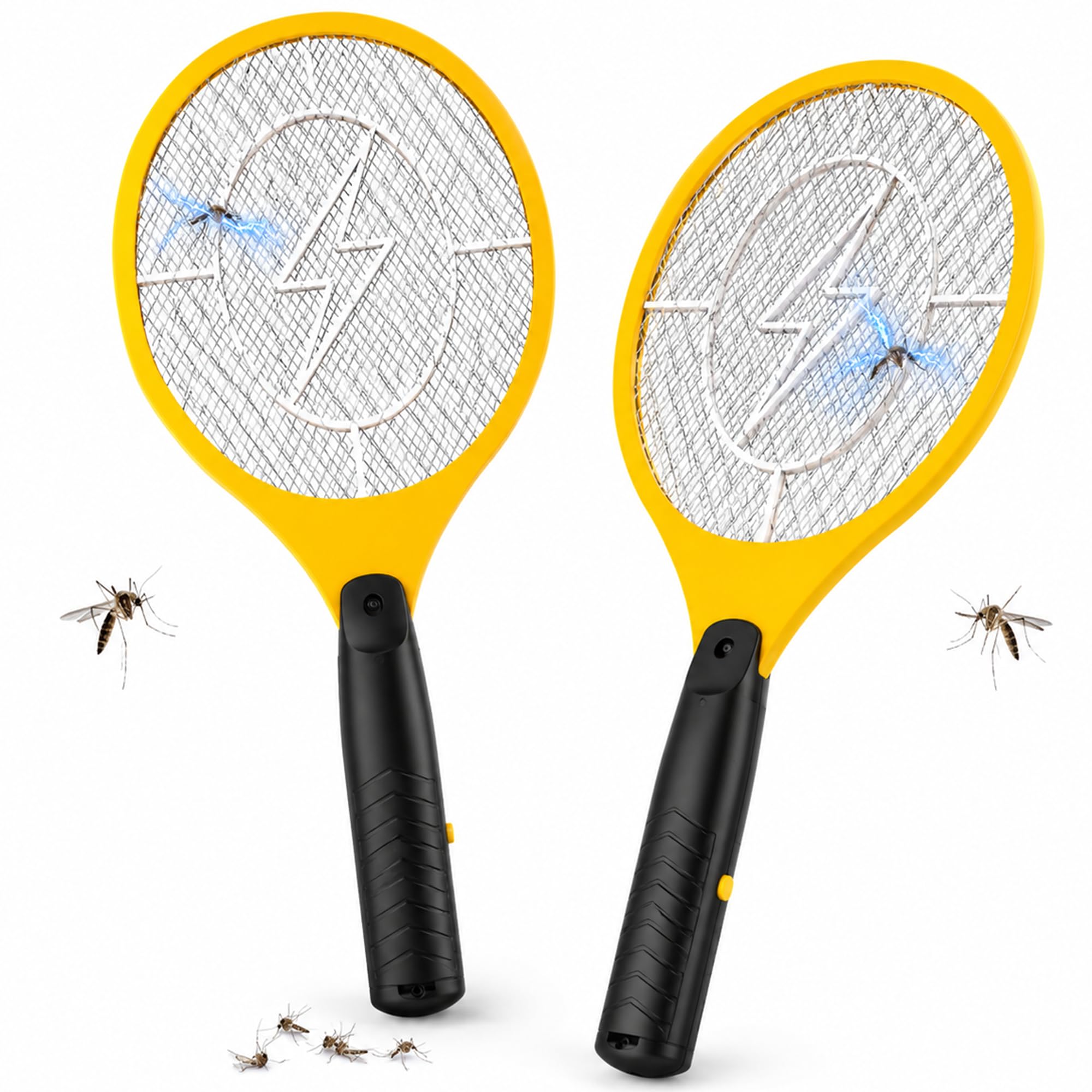 Electric Fly Swatter Racket 2 Pack – Bug Zapper Rackets for Flies, Mosquitoes & Flying Insects | Handheld Electric Fly Killer for Indoor & Outdoor Use, Batteries Required