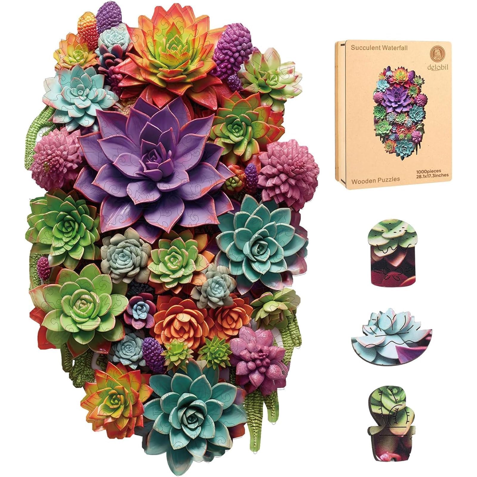 Delobil Succulent Waterfall Wooden Puzzle