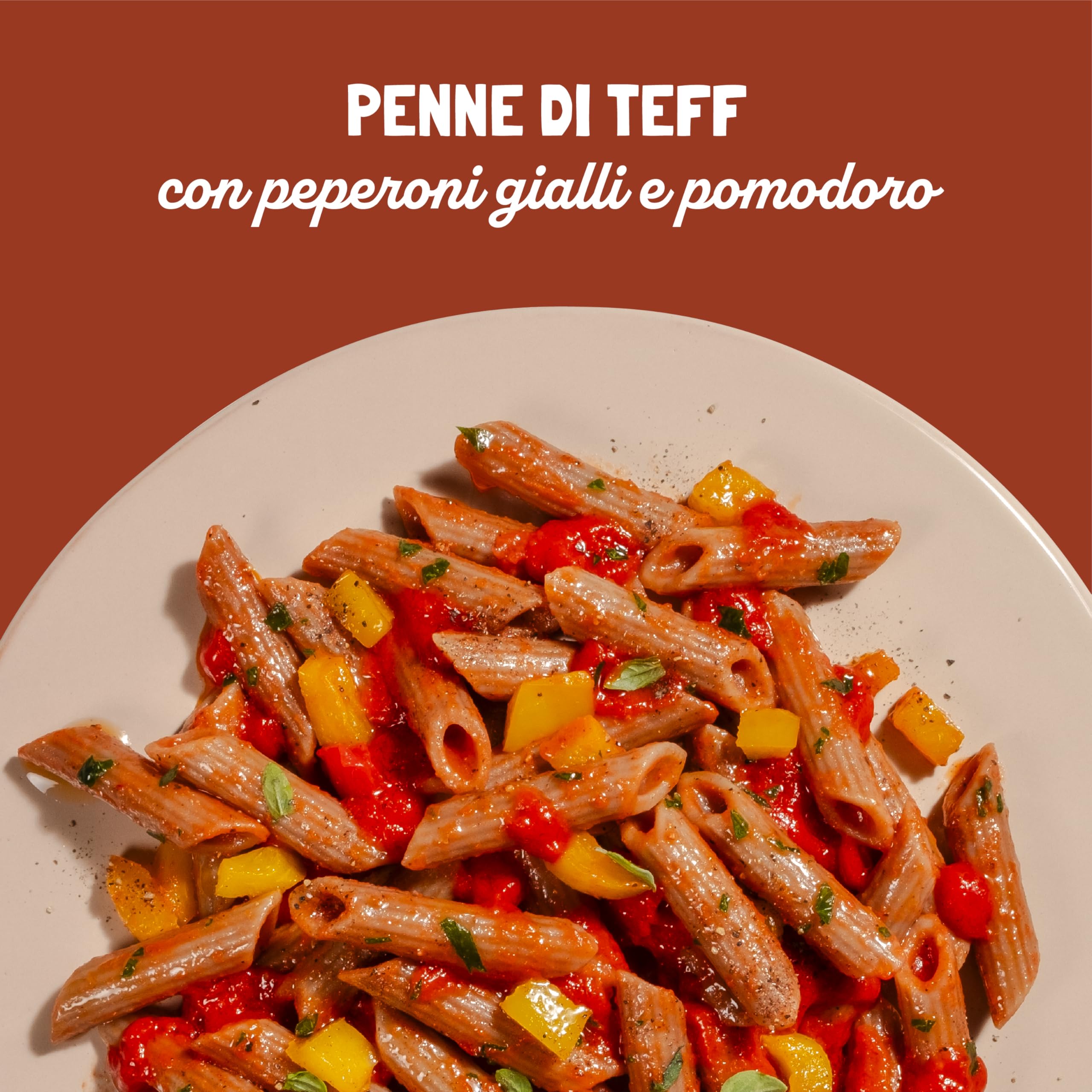Felicia, Penne Rigate di Teff Integrale, Pasta Biologica Ricca Fonte Fibre, Ferro, di Magnesio e di Fosforo, Conserva il Gusto Autentico della Cucina Etiope, Vegan, Box da 12 Confezioni