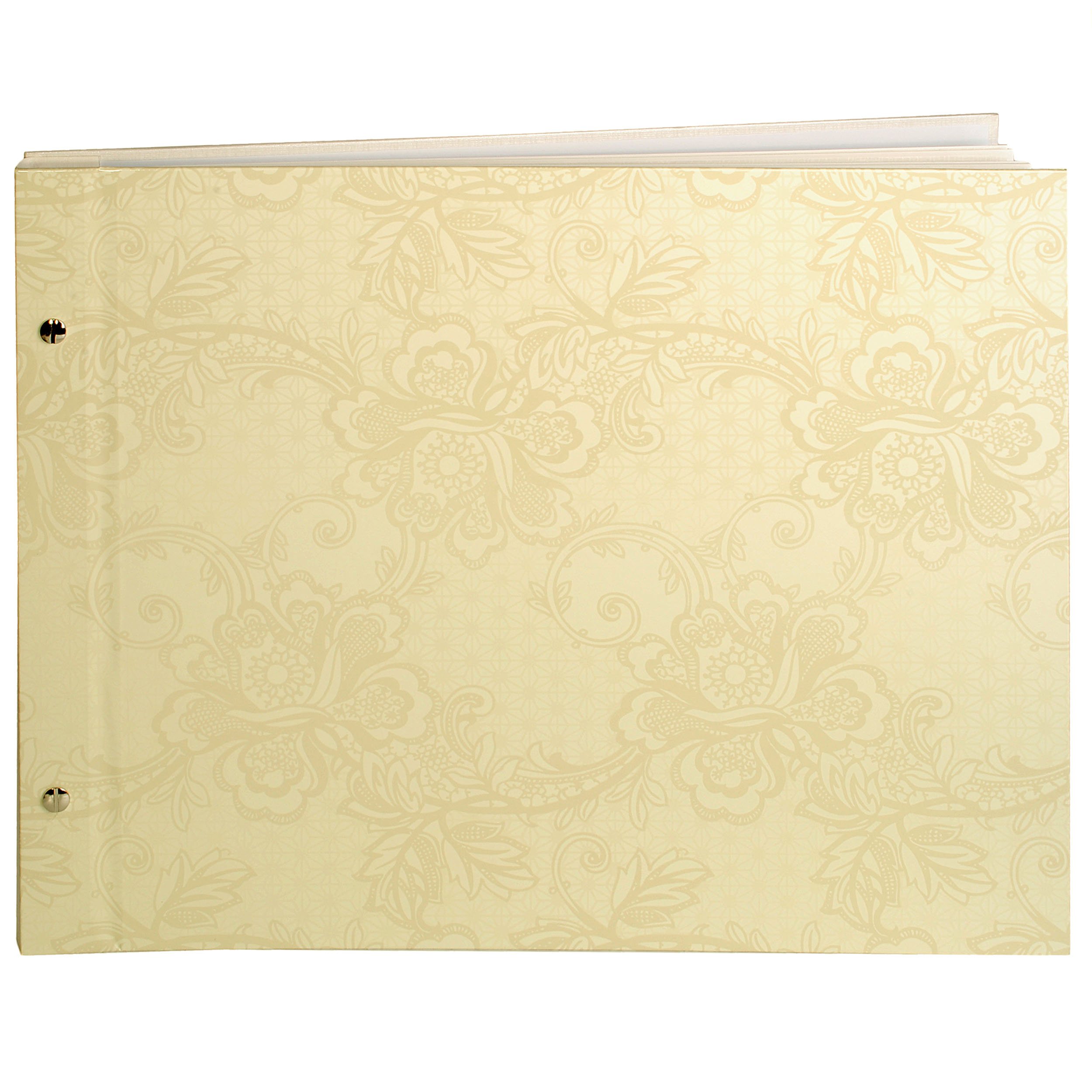 alles-meine.de GmbH XL Fotoalbum/Gästebuch - erweiterbar - Schraubalbum - Blumen & Blütenranken - Creme - edler Glanz - inkl. Name - 40 Seiten - Gebunden zum Einkleben & Ei..