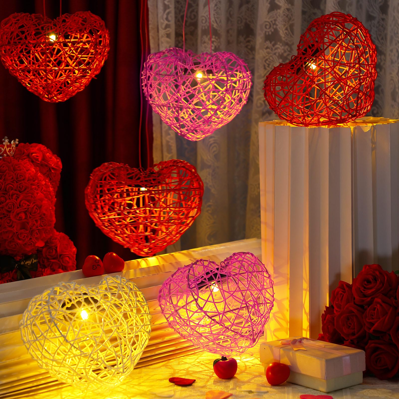 Glooglitter 5 Pack Valentine Solar Lights Outdoor 8 Inch