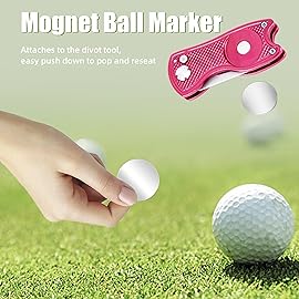 Mile High Life All Metal Foldable Golf Divot Tool with Pop-up Button & Magnetic Ball Marker (Multi-Colors/Shape)