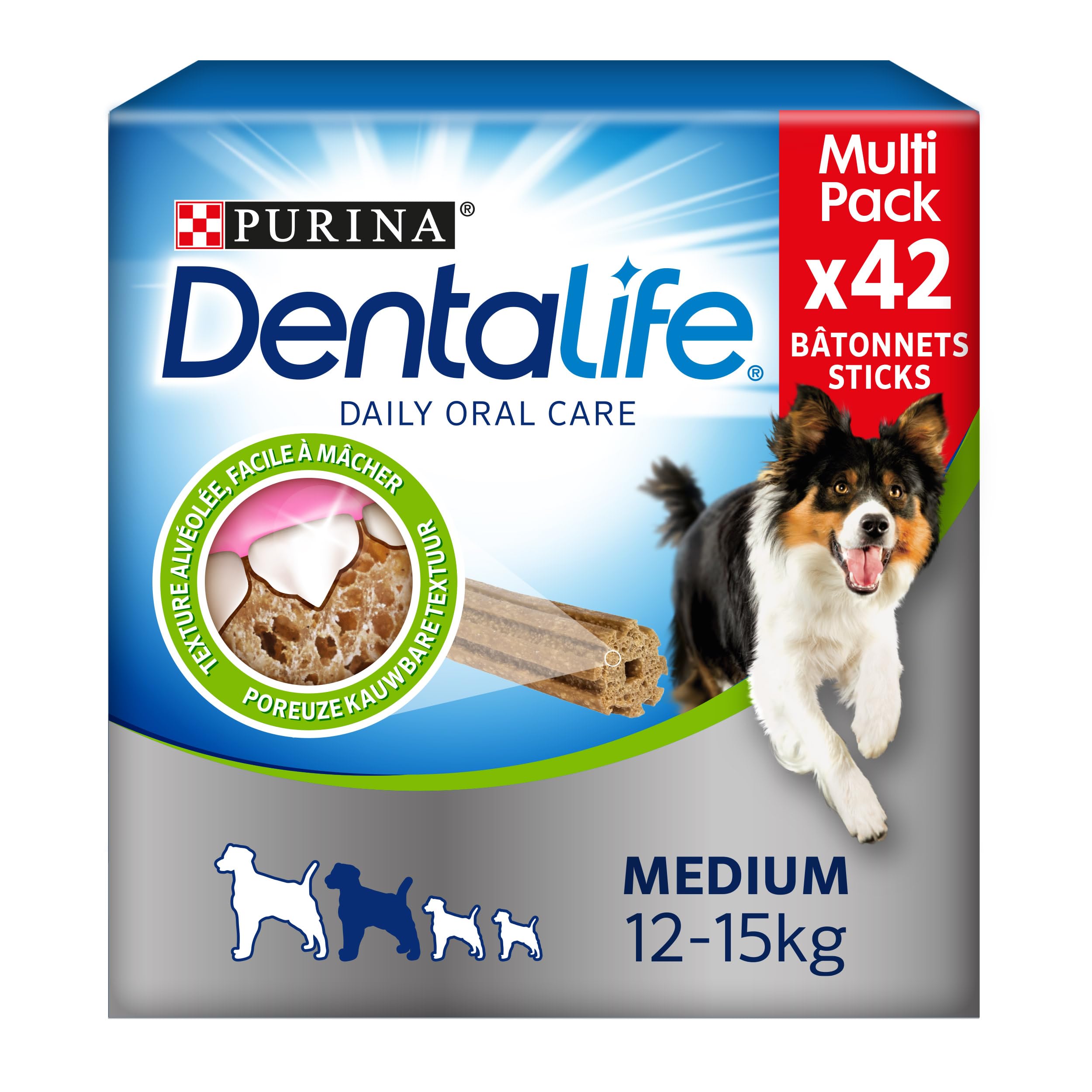 DENTALIFE Medium Multipack - 42 golosinas para Masticar para Perros medianos - 966g - Higiene bucal Diaria