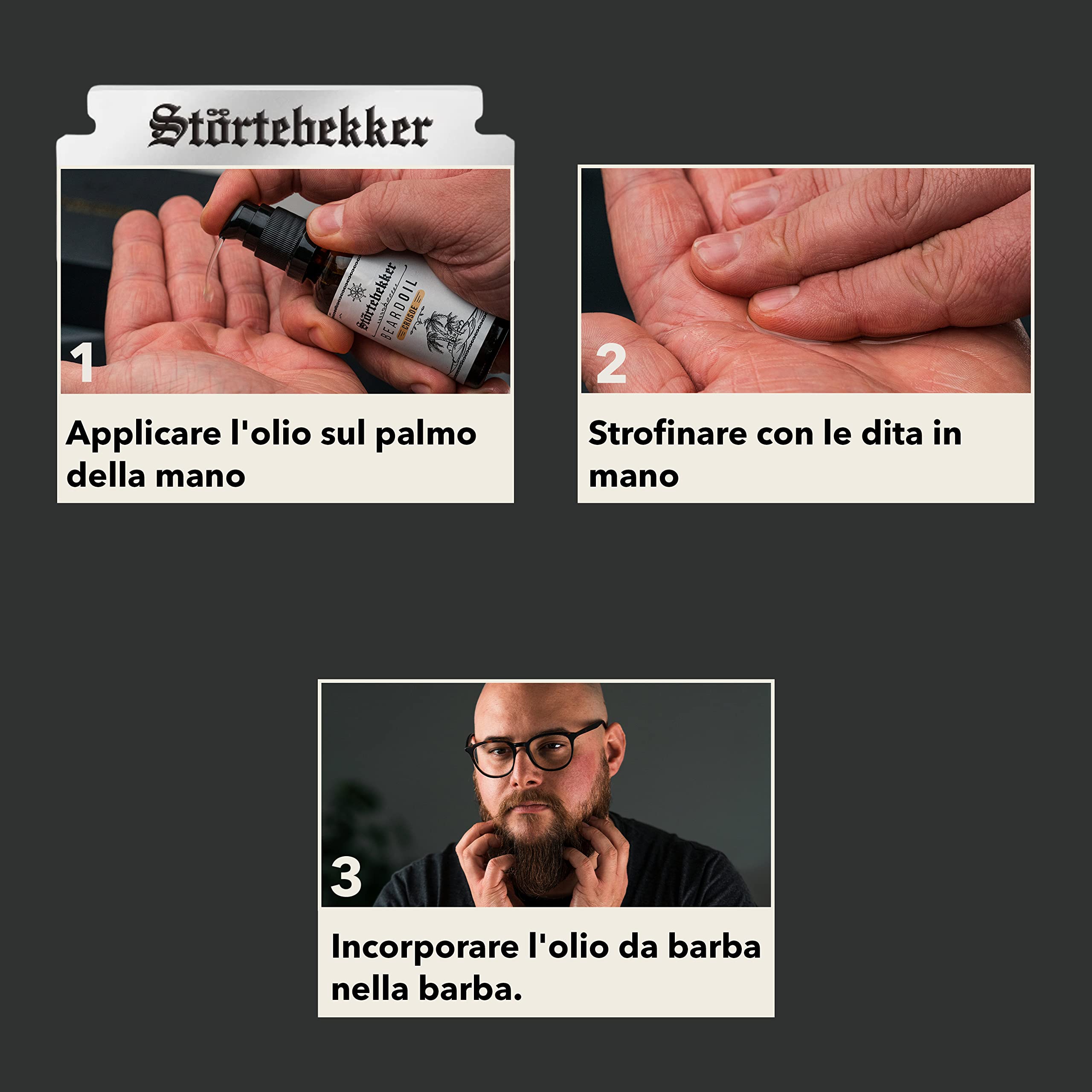 Störtebekker® Premium Olio per Barba - Cura Quotidiana per Barba di 3 Giorni Fino alla Barba Piena - 50 ml Vegano - Made in GER (Crusoe, Agrumi e Vaniglia)