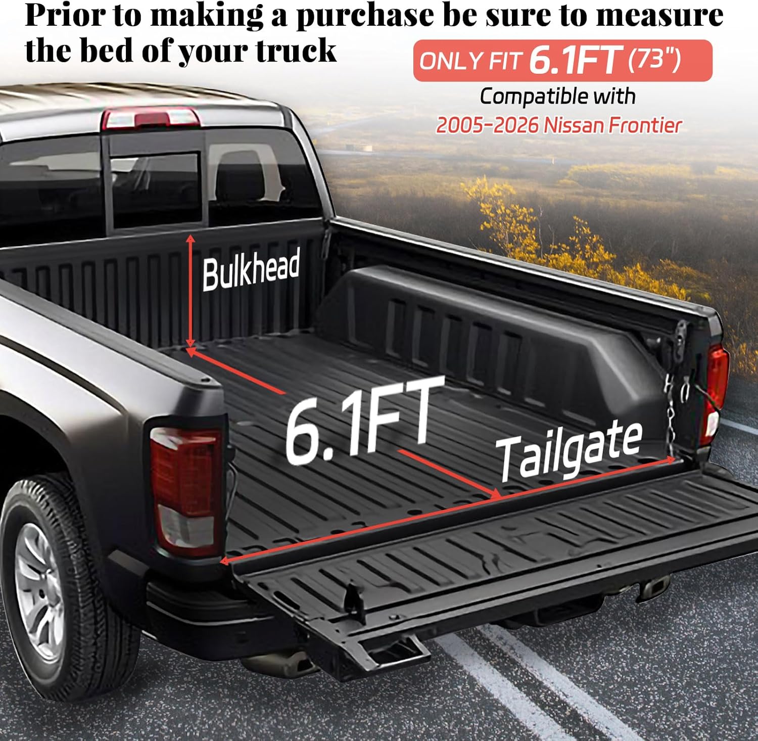 TNMT Soft Roll Up Truck Bed Tonneau Cover Compatible with Nissan Frontier 2005-2026 6.1FT(73.3"),Bed Vinyl
