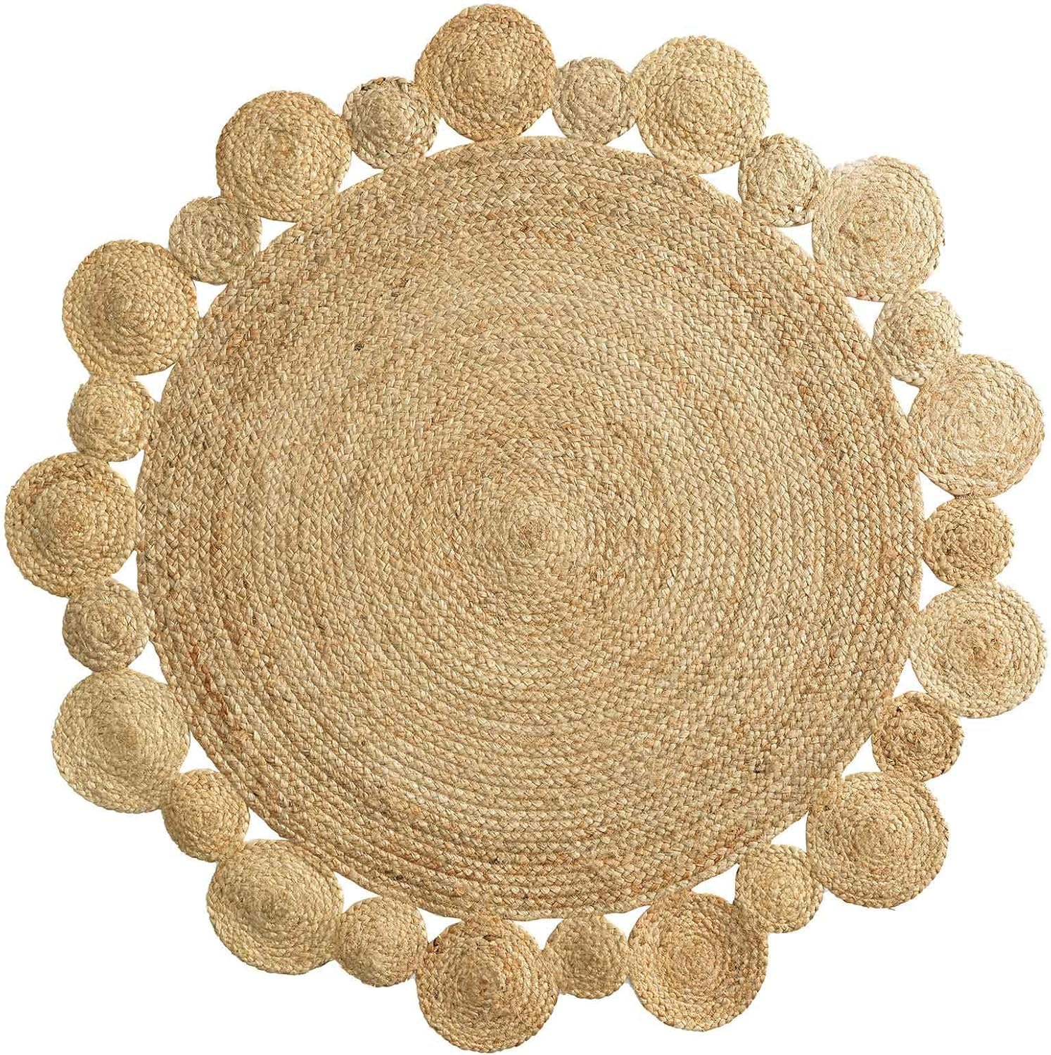 Promo Linge Tapis Rond 120 cm Jute Ajouré Cordou - Décoration Intérieure Écologique et Unique - Facile d'entretien