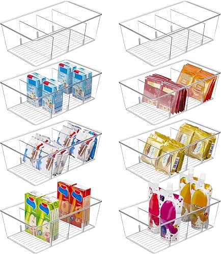 Vtopmart 8 Pack Food Storage Organizer Bins, Clear Plastic Bins