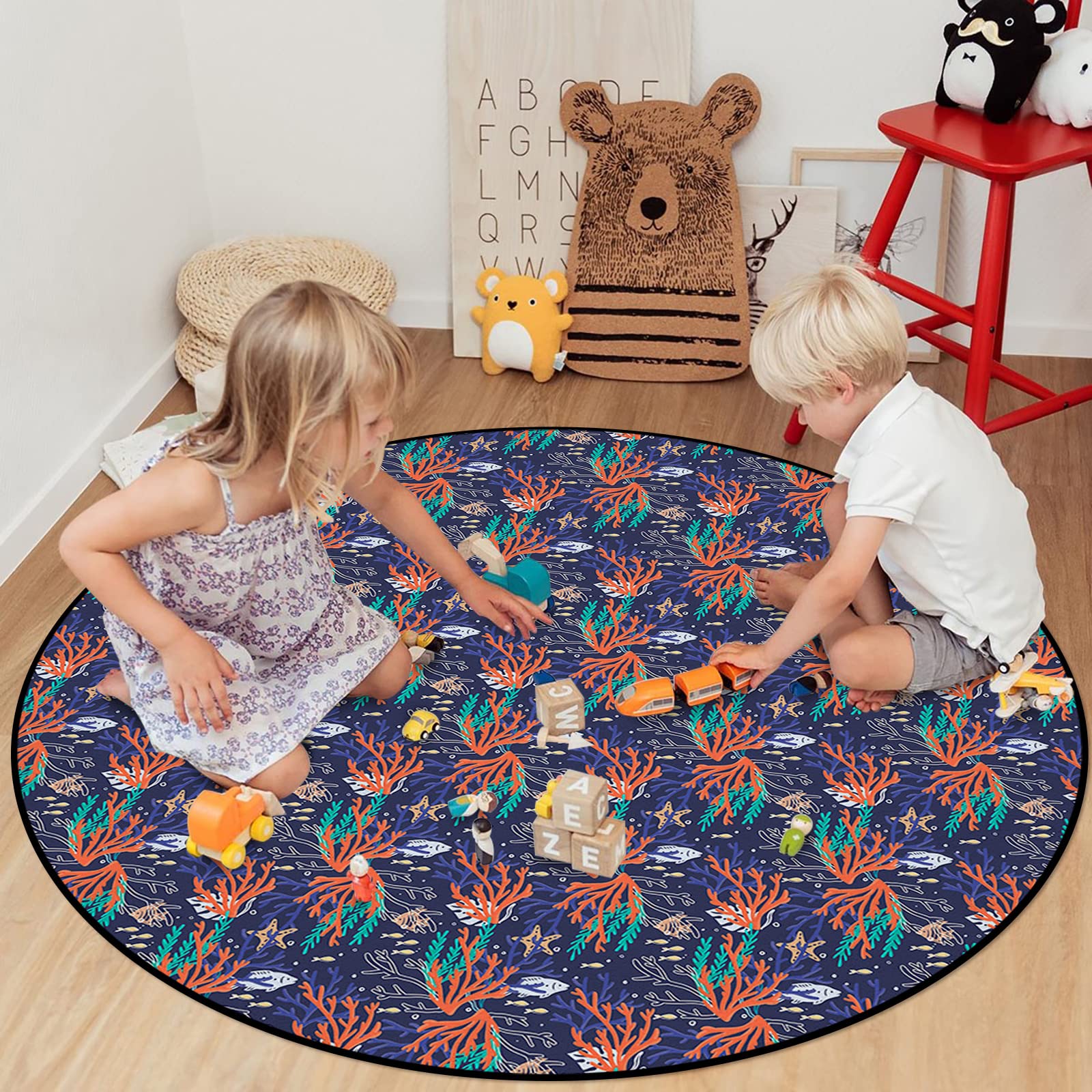 Amazon.com: Ocean Themed Round Area Rug 5Ft, Nautical