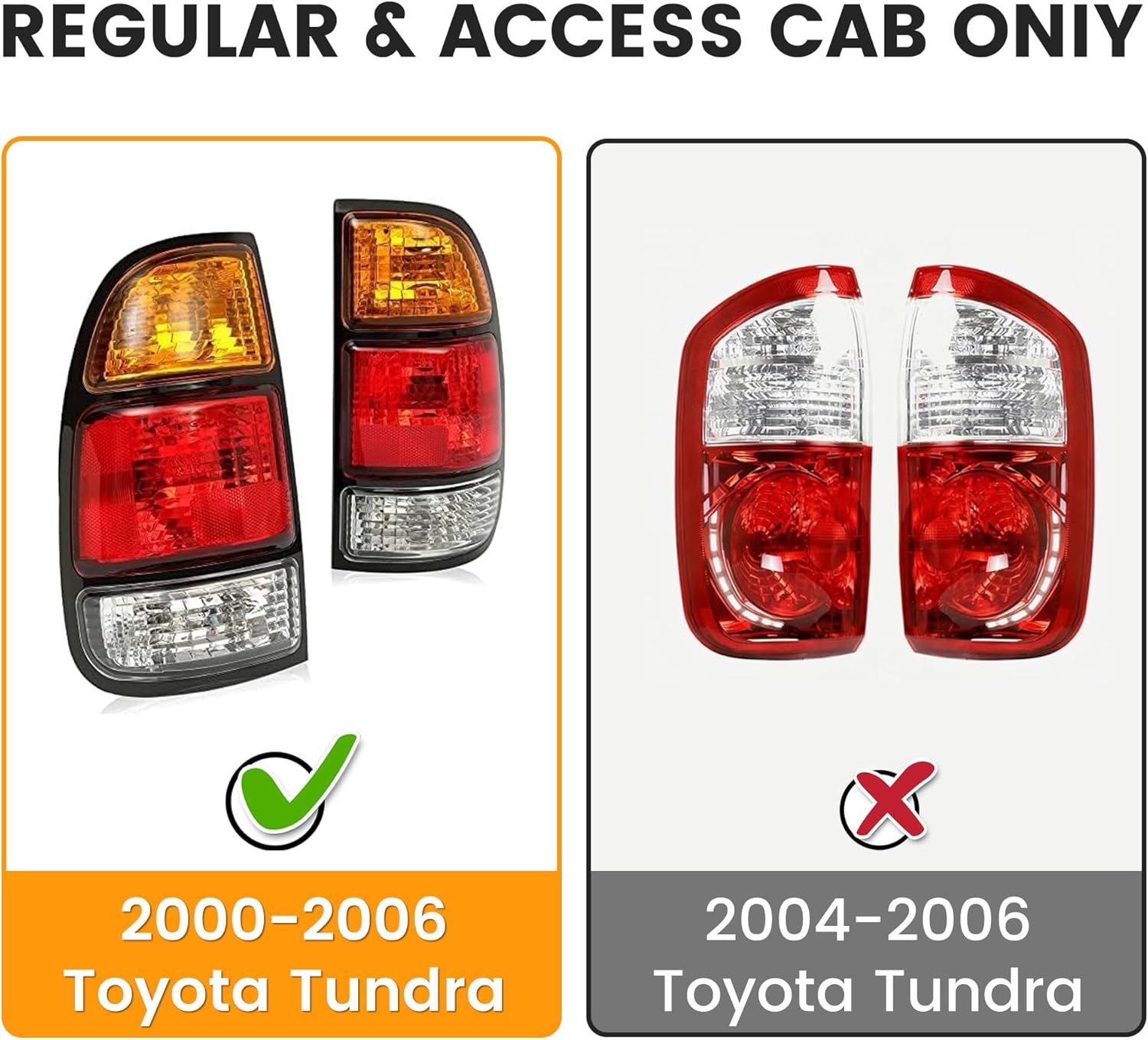 HECASA Tail Light Compatible with 2000-2006 Toyota Tundra Regular/Access Cab Halogen Tail Lamp Assembly w/Bulbs Replacement for 815500C010 TO2801129 815500C010 TO2801129 Driver Left & Passenger Right