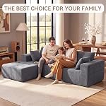 Convertible Chenille Sectional Sofa, Modular Floor Couch with Storage & Ottoman, Pre-Stuffed L Shaped Cloud Lounge Couch for Living Room, Apartment & Kids Room, No Assembly Required, Gray