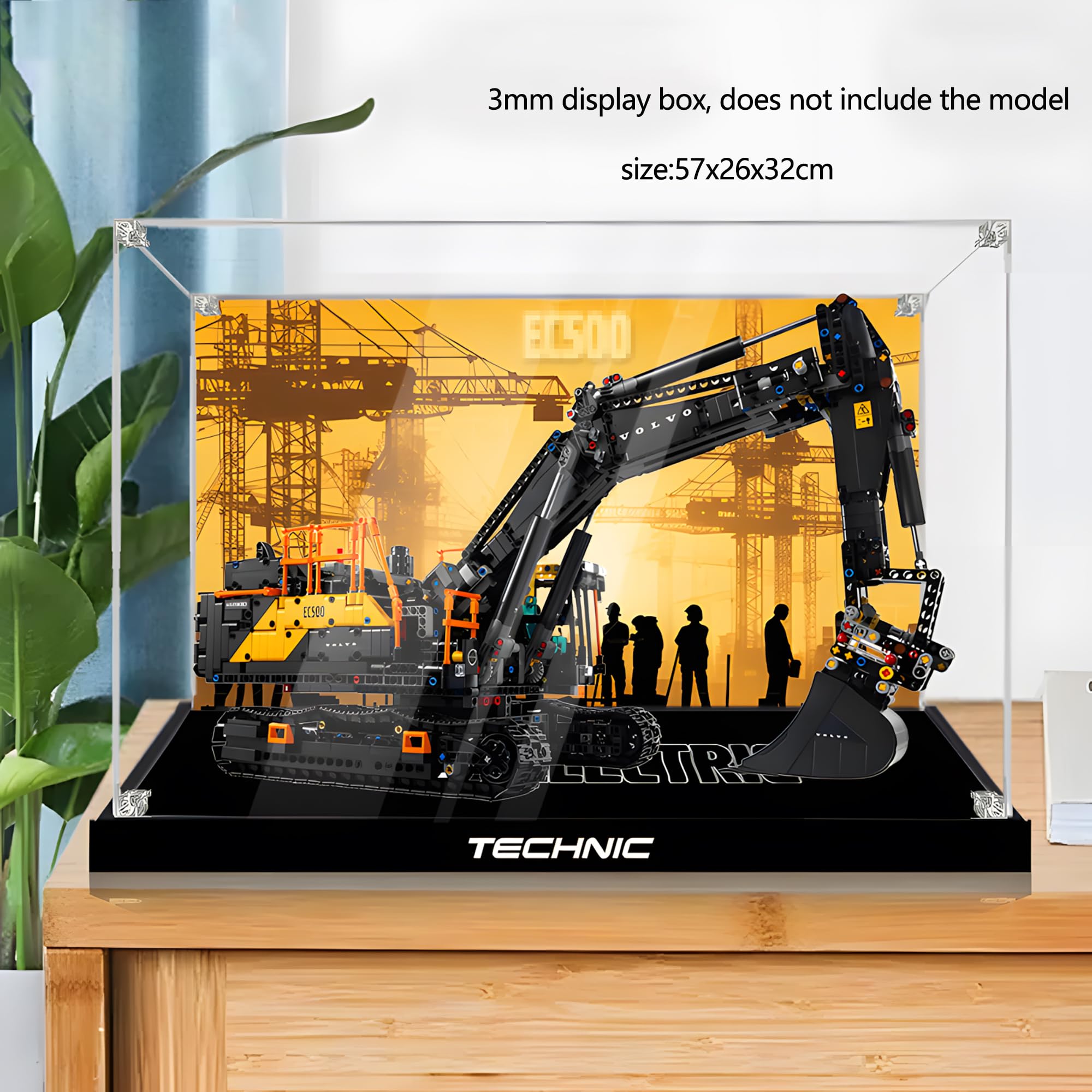 Espositore in acrilico per lego technic 42215 volvo ec500 ibrido escavatore set per adulti, scatola di visualizzazione a prova di polvere, vetrina trasparente, scatola di immagazzinaggio blocco di