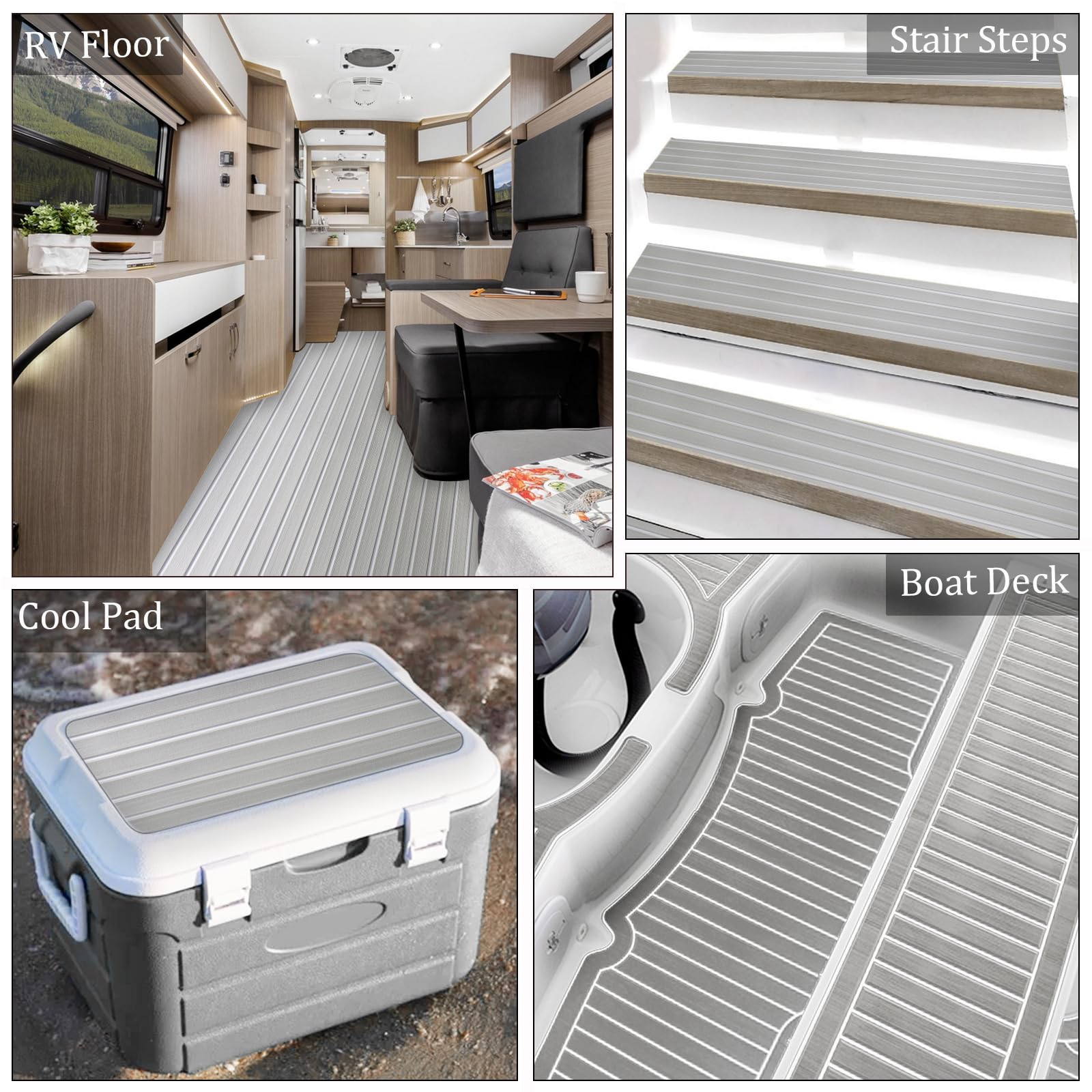 HXBYX Pavimento in schiuma EVA per barche con retro autoadesivo 3M, per fai da te, in finto teak, antiscivolo, per kayak, yacht, piscina, camper, 241,3 x 111,8 cm/78,7 cm/40,6 cm/17 cm/6,1 cm, 120,7 x