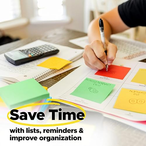 Miniatura 9 de Post-it Notas súper adhesivas de 3 x 3 pulgadas, 24 blocs por paquete, 70 hojasbloc, kit de taller, rojo, amarillo, verde (654-24SSANSIOC)