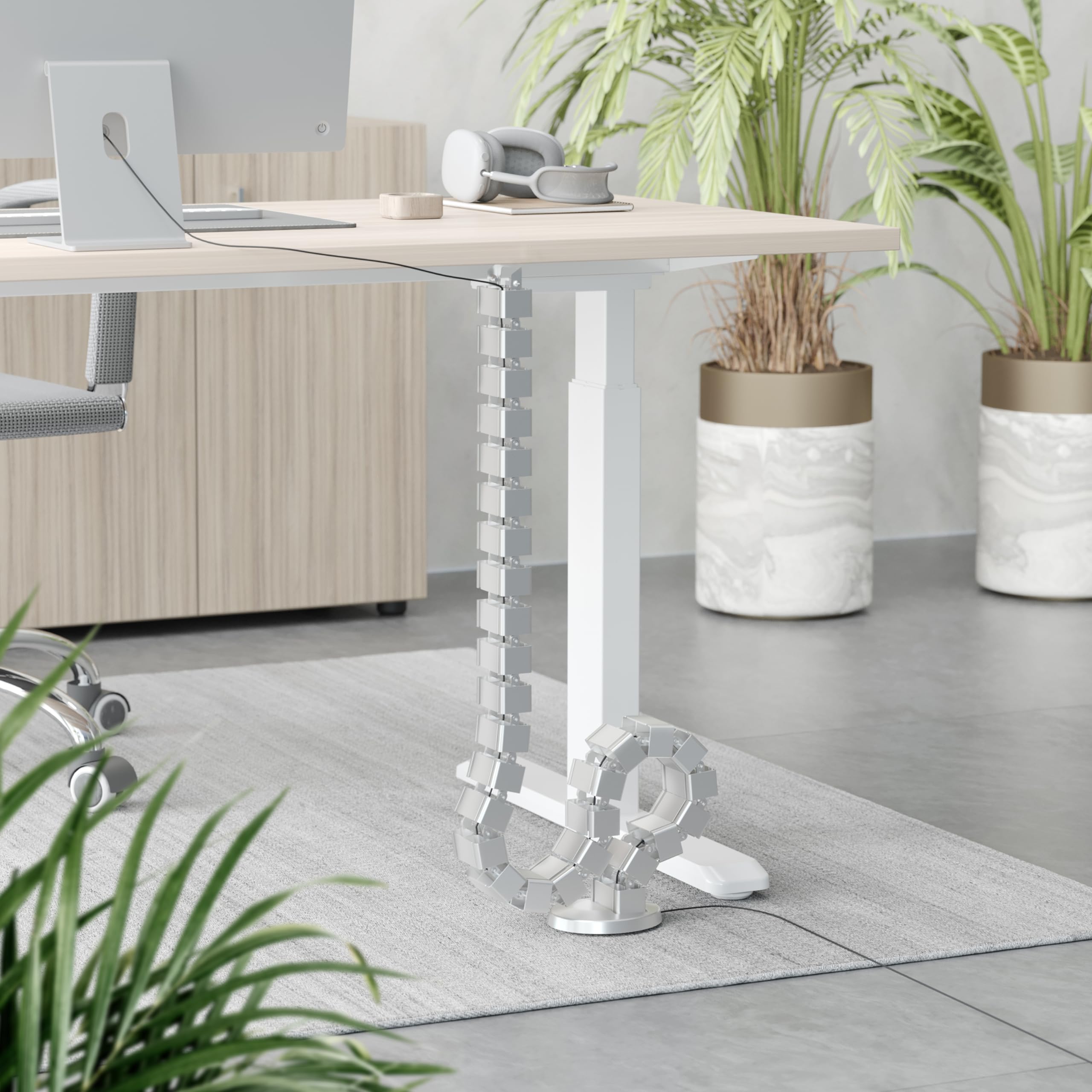 RICOO Organizador de Cables Canaleta Cable Z0101-S Escritorio Cubierta Cable Tidy Recoge-Cables Flexible Esconde bajo Mesa Accesorio Oficina