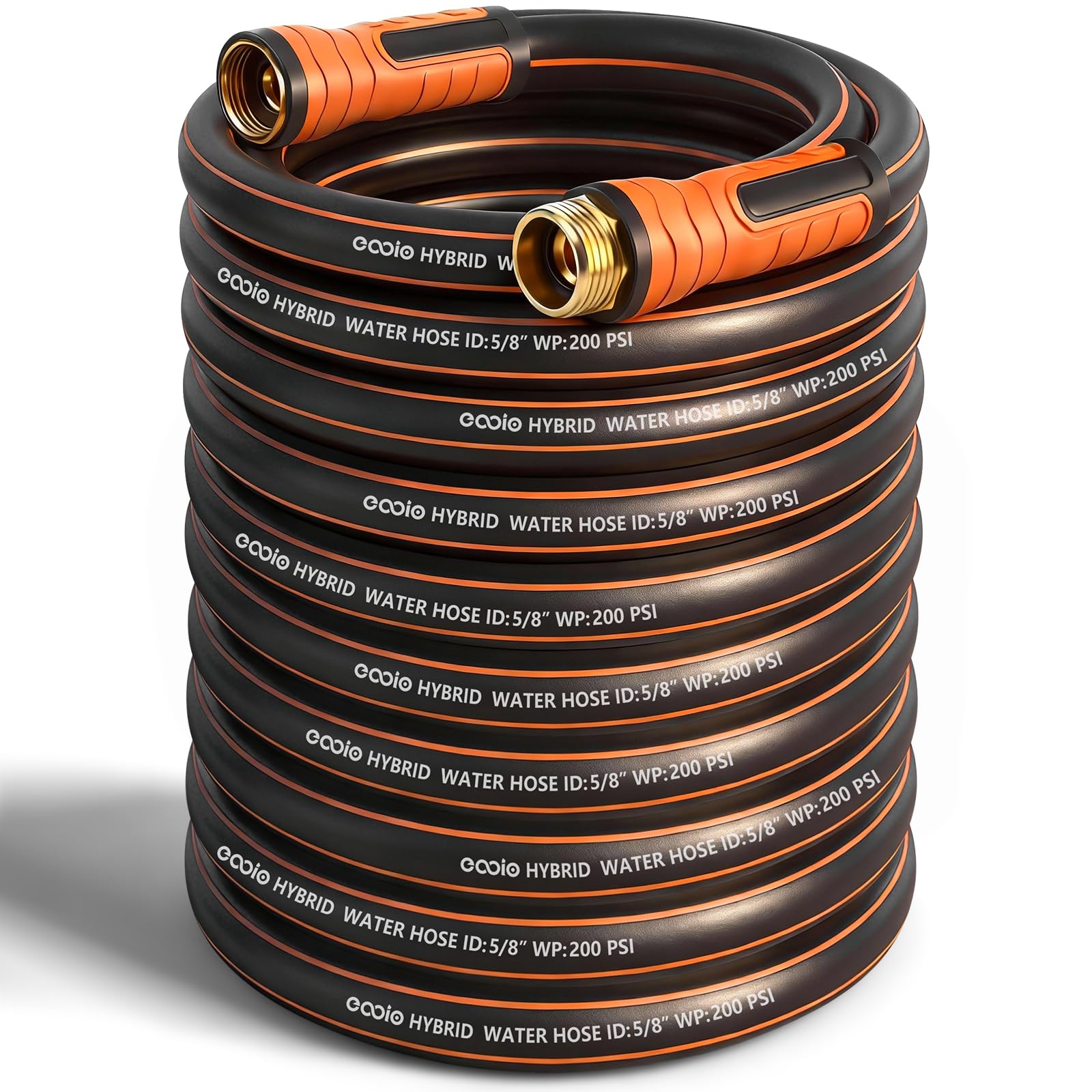 Garden Hose 100 ft x 5/8", Heavy Duty Water Hose, Flexible and Durable, Kink Resistant Lightweight Hybrid Hose, Leakproof Yard Hose with Male to Female Fittings