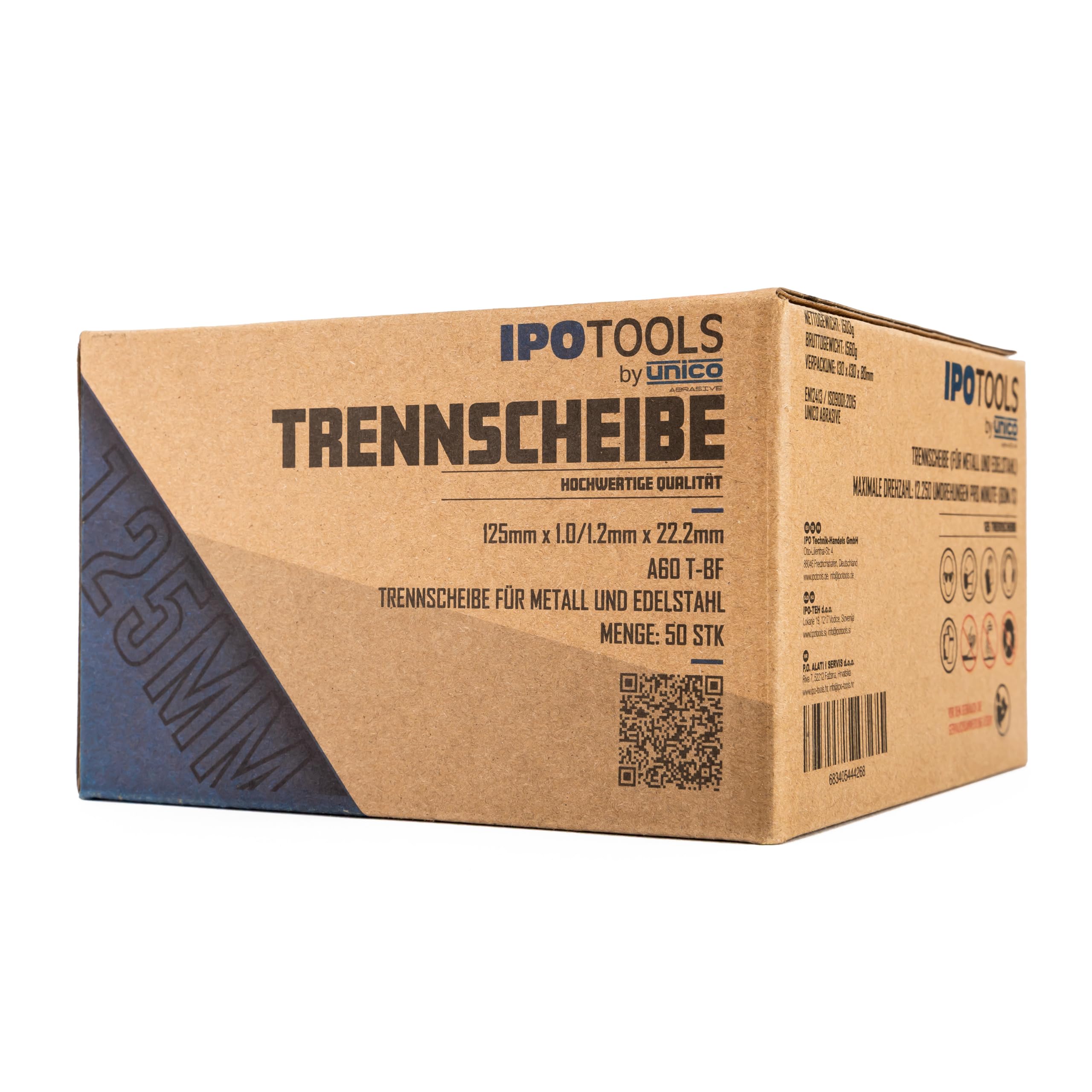 50 x IPOTOOLS Trennscheibe 125 Metall – Schleifscheibe 125 Metall aus Edelstahl, Schleifscheibe 125 mm x 1,0 mm, für Metall, Stahl und Edelstahl, Metall, Edelstahl, Eisen