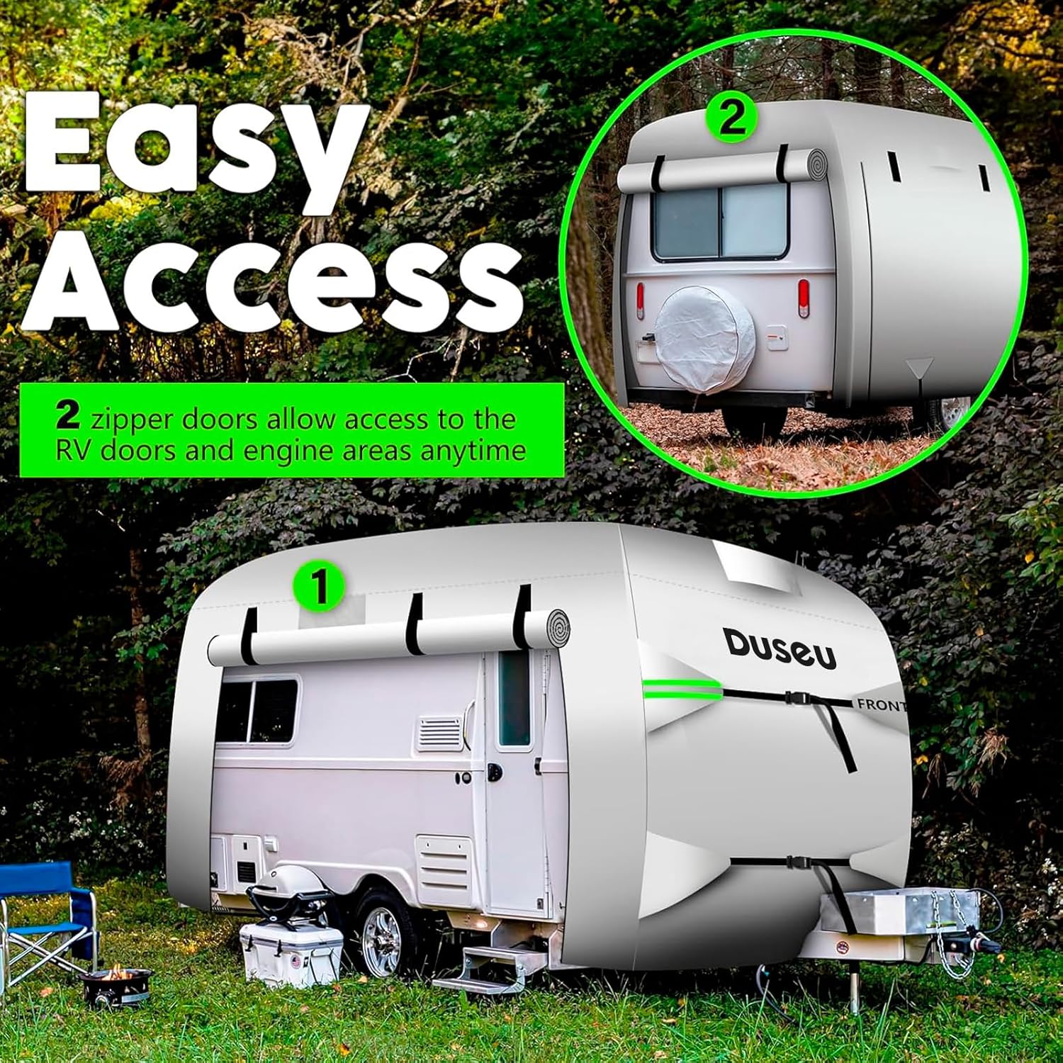 Oxford Travel Trailer RV Cover 11'-13', Travel Trailer Cover, Waterproof Rip-Resistant Anti-UV Camper Cover for Winter Snow with Storage Bag, Jack Cover, Fitted Vehicle Covers for Automobiles