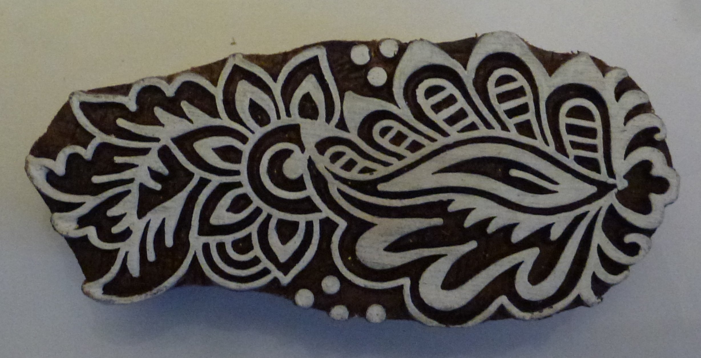 Pilgrims Fair Trade Floral Shaped Indian Hand Carved Wooden Printing Block Stamp