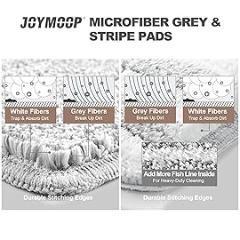 JOYMOOP Flat Mop Pads, Microfiber Mop Cleaning Pads, Washable Pads, Pads Replacement Flat Mop or Mop Bucket Set, Pack of 50 Refills 13inch - Grey and Stripe
