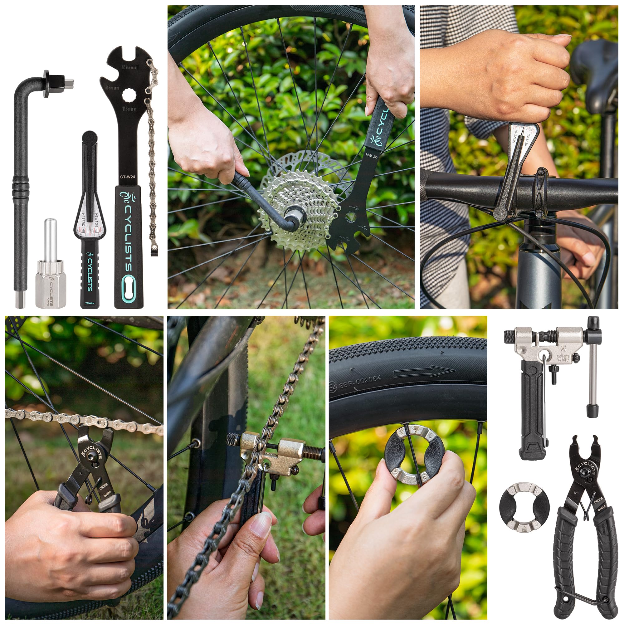 cyclists Professionelles Werkzeugset für E-Bikes – 33-teiliger Fahrrad-Reparatur-Werkzeugsatz für Rennräder und Mountainbikes, zur Reparatur von Reifen, Bremsen, Ketten, Pedalen und Kurbelabzieher