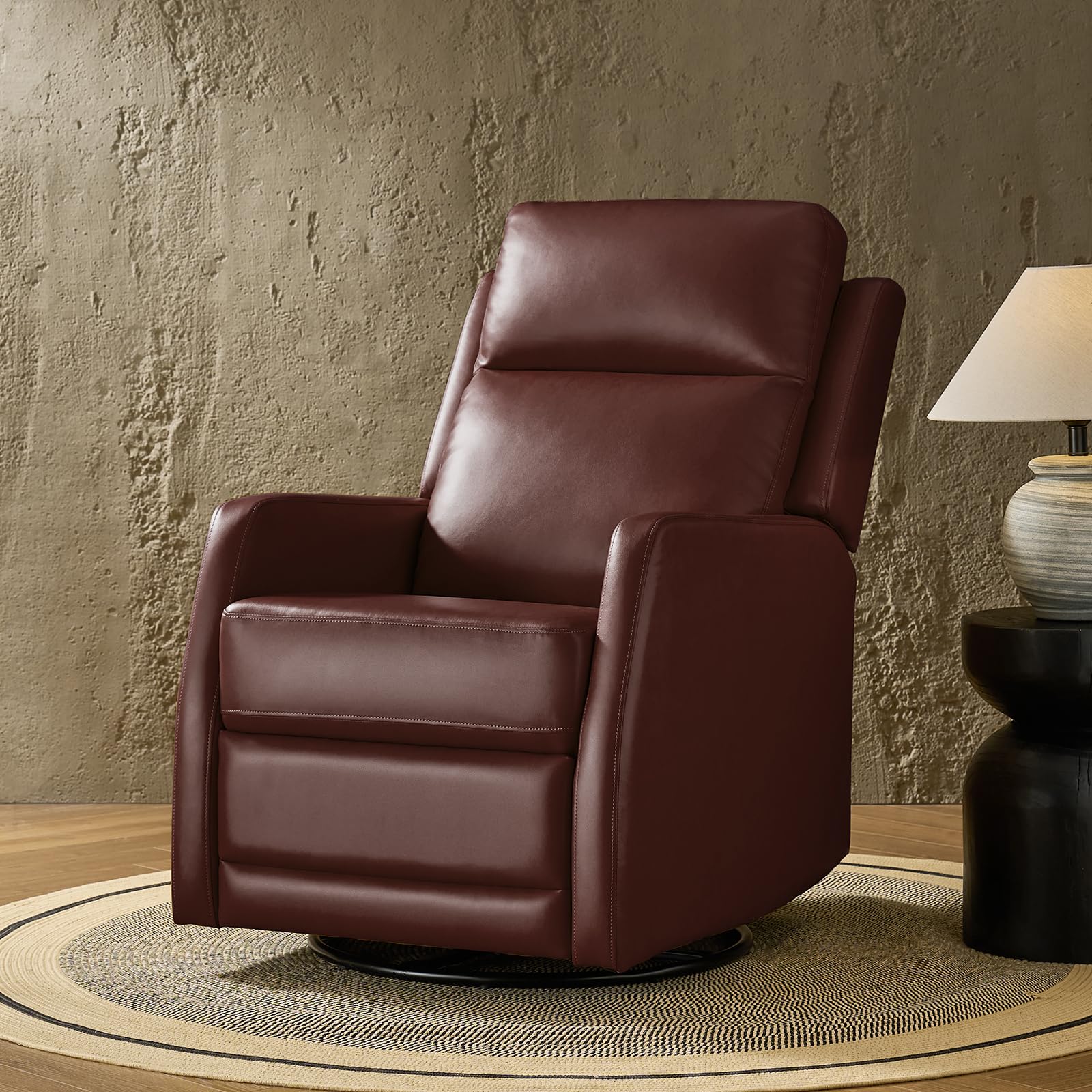 Hulala Home Faux Leather Recliner Rocking 360 Degree Swivel Chair