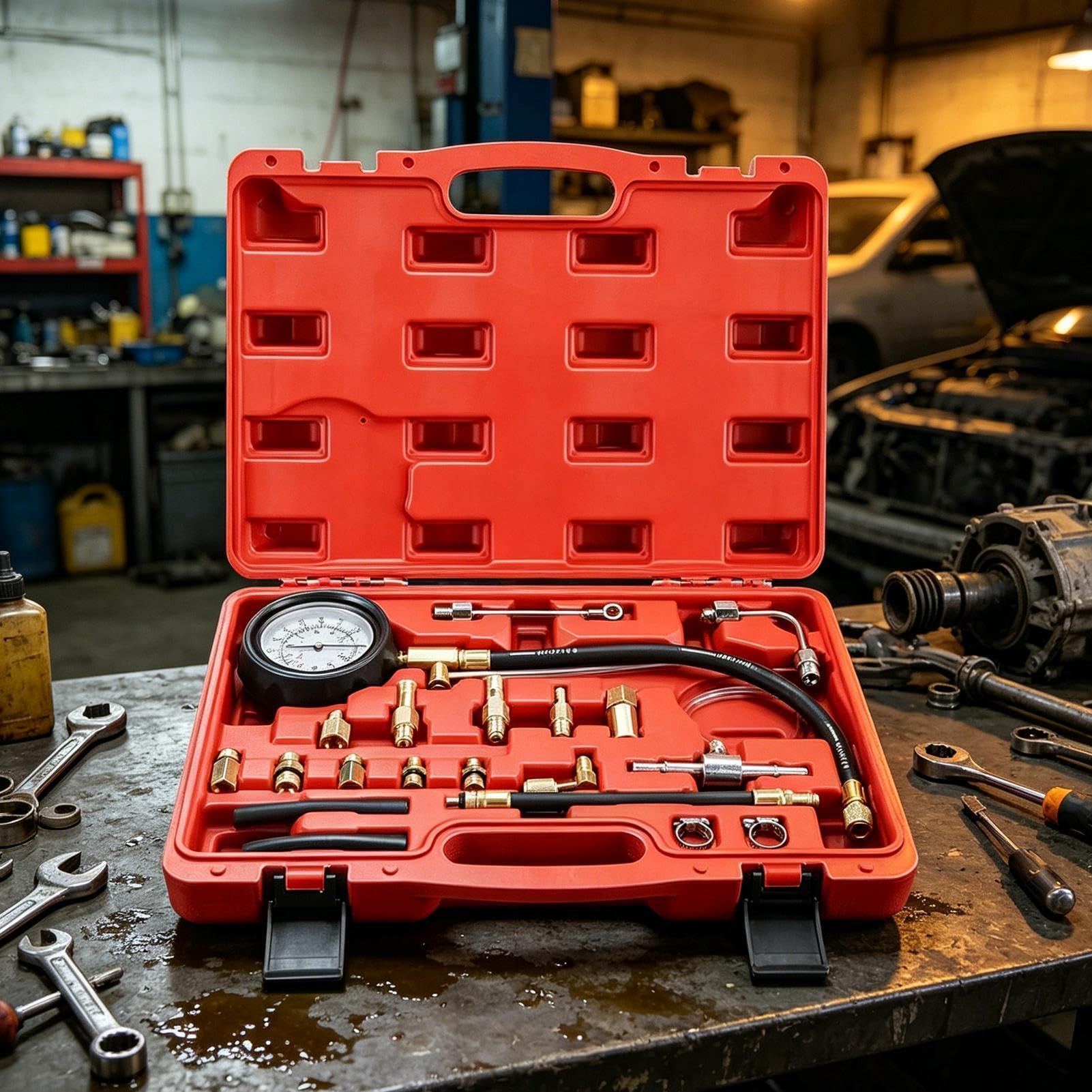 Tester Pressione Olio Rilevatore Di Compressione 0-9,7 Bar Per Iniettori | Tester Motore Automotive Per , Auto, Camion, Moto, Garage Domestico, Officina, Meccanici E Tecnici