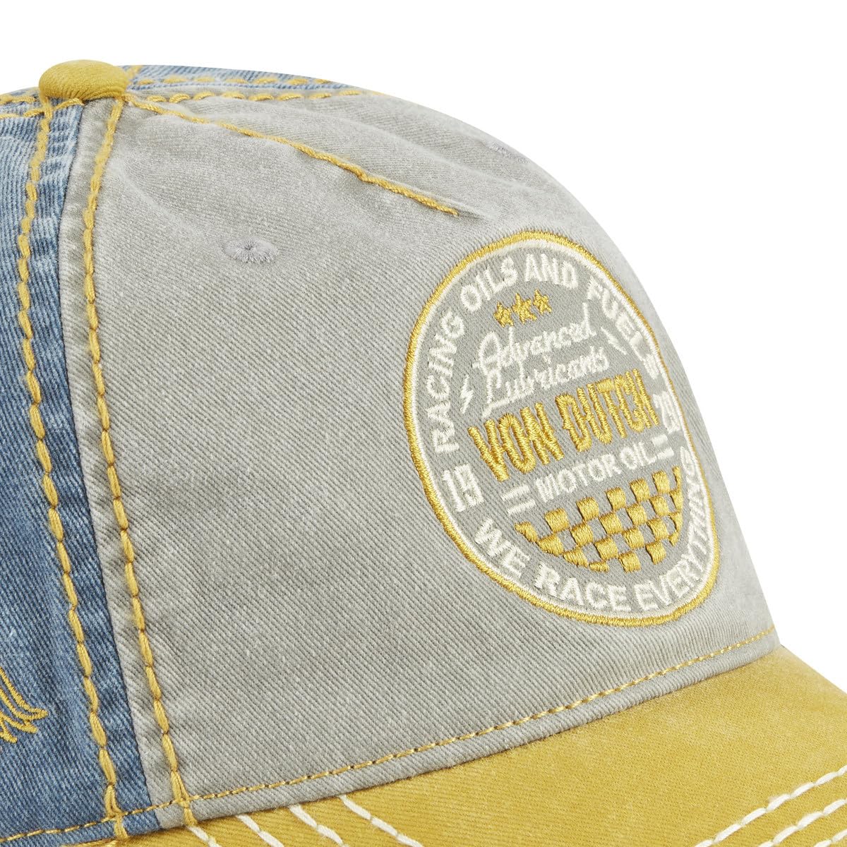 Von Dutch Czapka z daszkiem dla dorosłych z przodu z haftem efekt zużytego retro czaszki