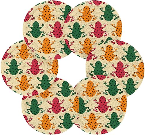 Miniatura 2 de Coasters and Holder Set of 6 Office Coasters for Drinks Cotton Coasters Posavasos para Mesa Colorful Frogs