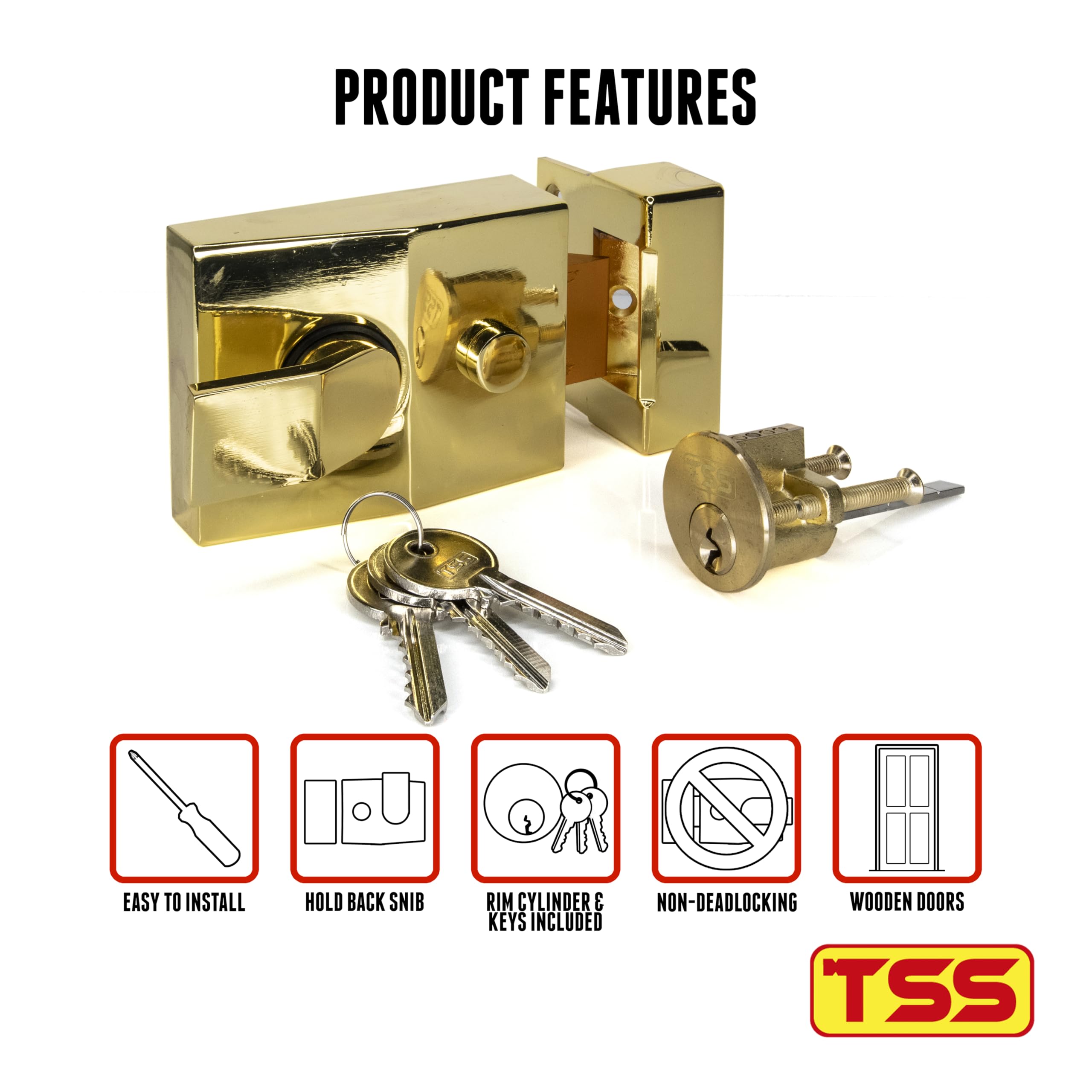 TSS Standard Non-Deadlocking Nightlatch, 60mm Backset - Image 4