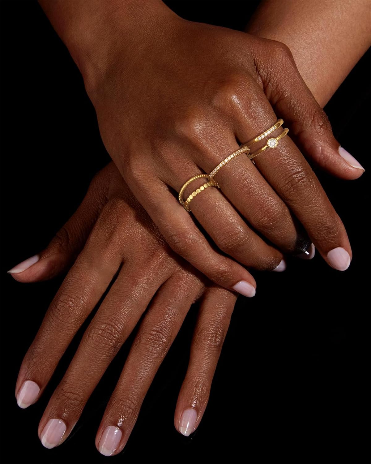 Stackable Gold Rings for Women Non Tarnish, Trendy Thin 14k Gold Plated Stacking Rings Set for Women Dainty Small Cubic Zirconia Thumb Engagement Rings Bands for Women Size 5 6 7 8 9 10 - Image 3