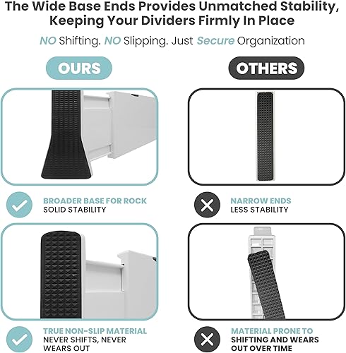 Miniatura 3 de RAPTUROUS Divisores para cajones ajustables, para ropa, tocador, cocina, oficina, agarre fuerte y resistente, extremos suaves, 4 pulgadas de alto,