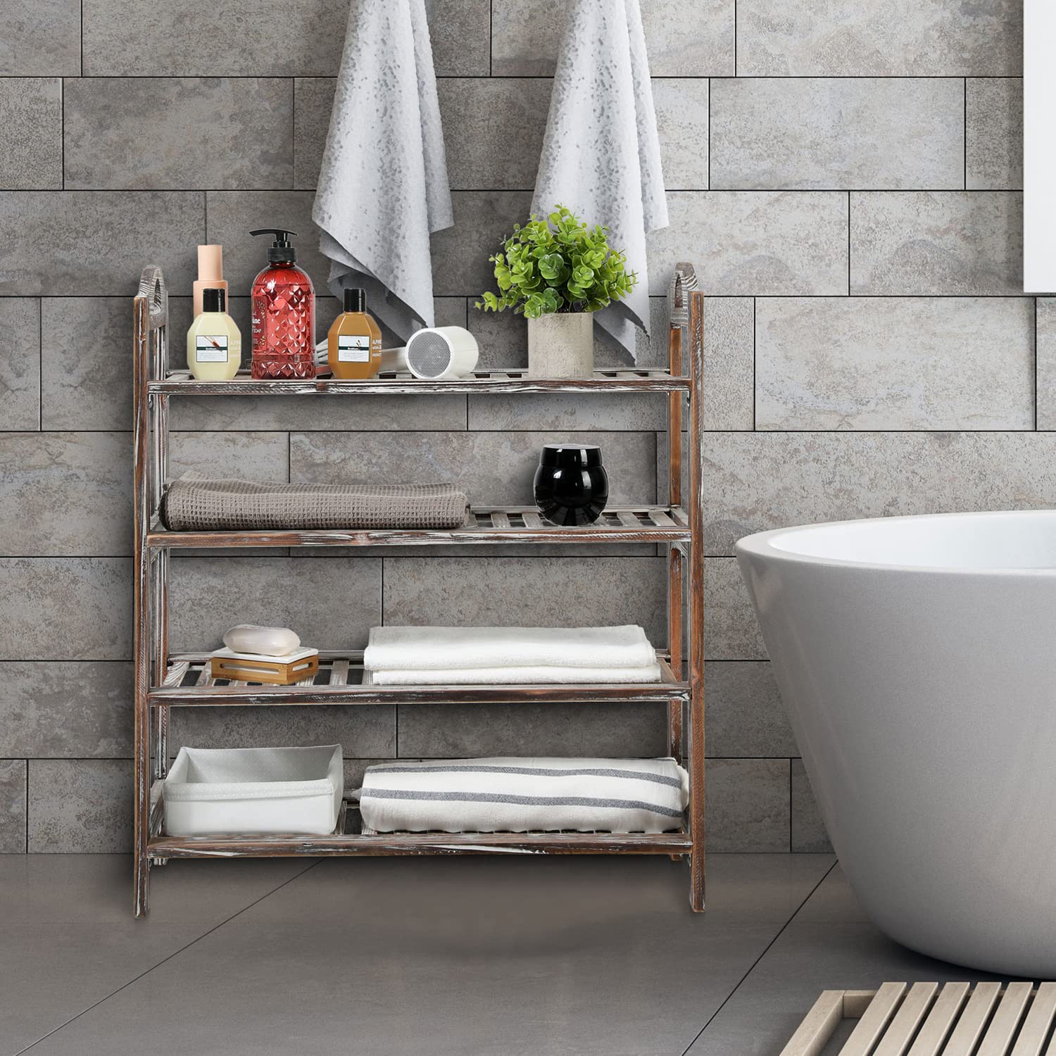 木製シューズラック スラットデザイン